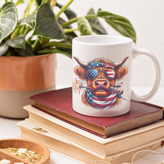 4th of July Highland Cow Mug