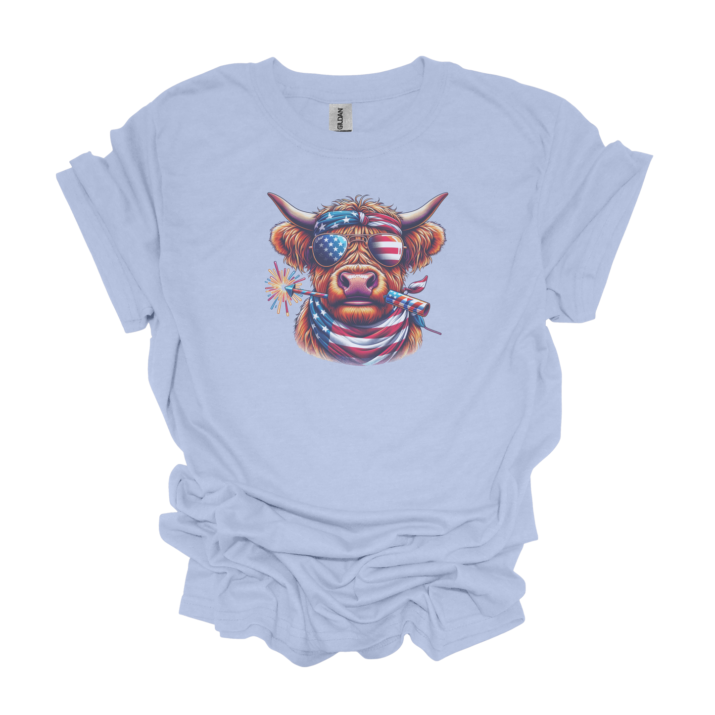 Gilden Highland Cow 4th of July Memorial Day Labor Day Veterans Day