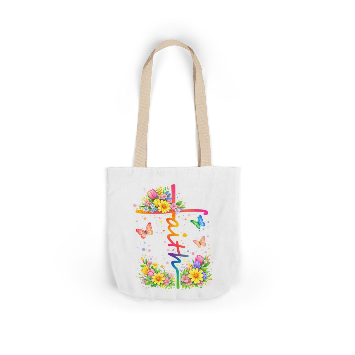 Faith Floral Cross Tote Bag — Canvas Spring Floral Grocery & Church Tote