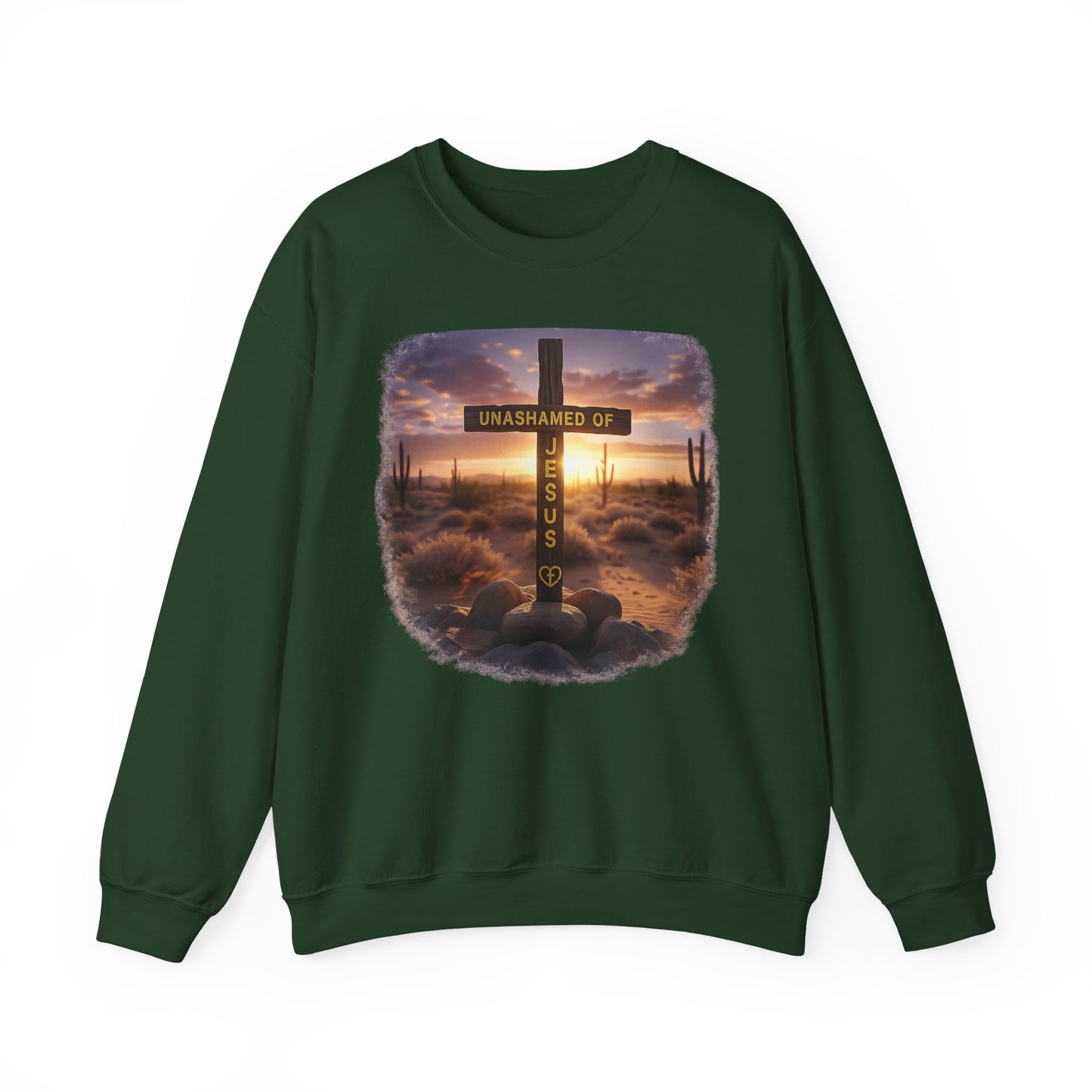 Christian Cross Sweatshirt – "Unashamed of Jesus" Inspirational Crewneck