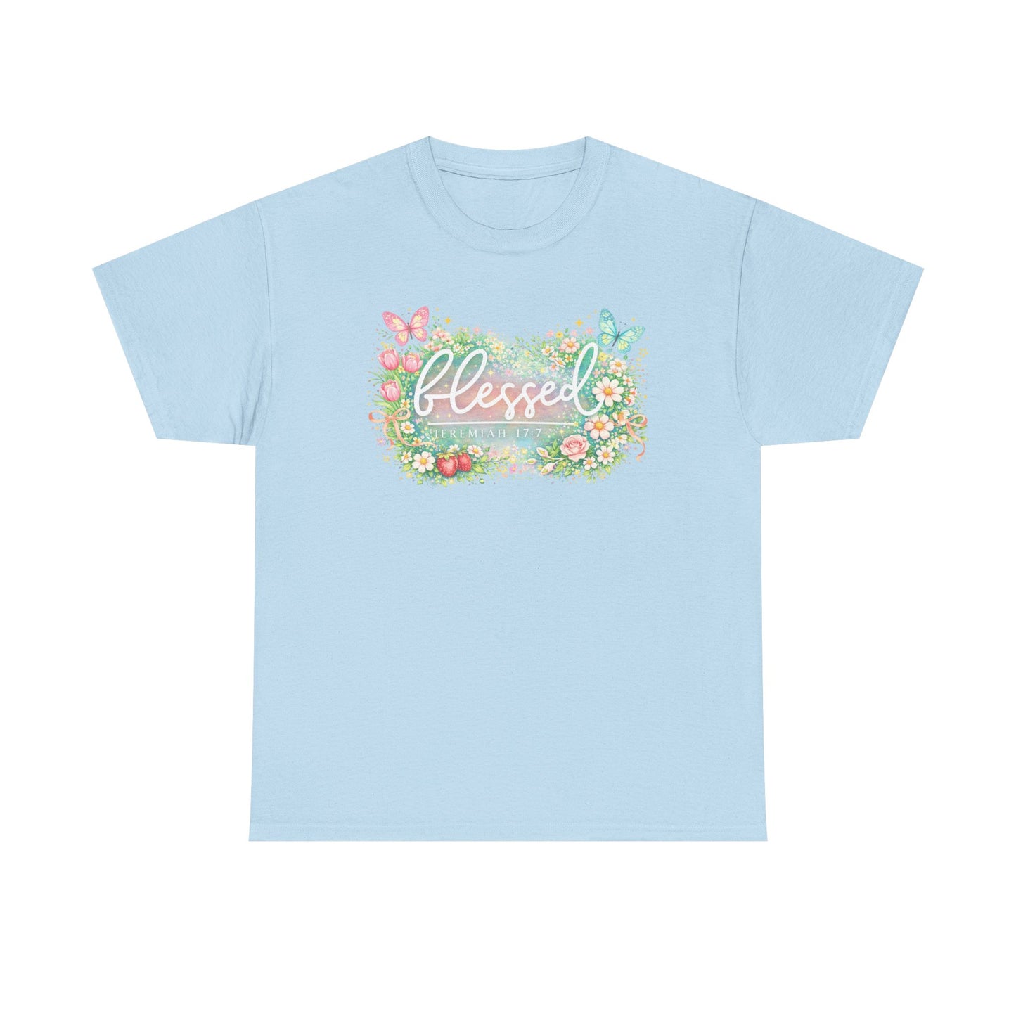 Blessed Floral T-Shirt — Watercolor Flowers & Butterflies Graphic Tee
