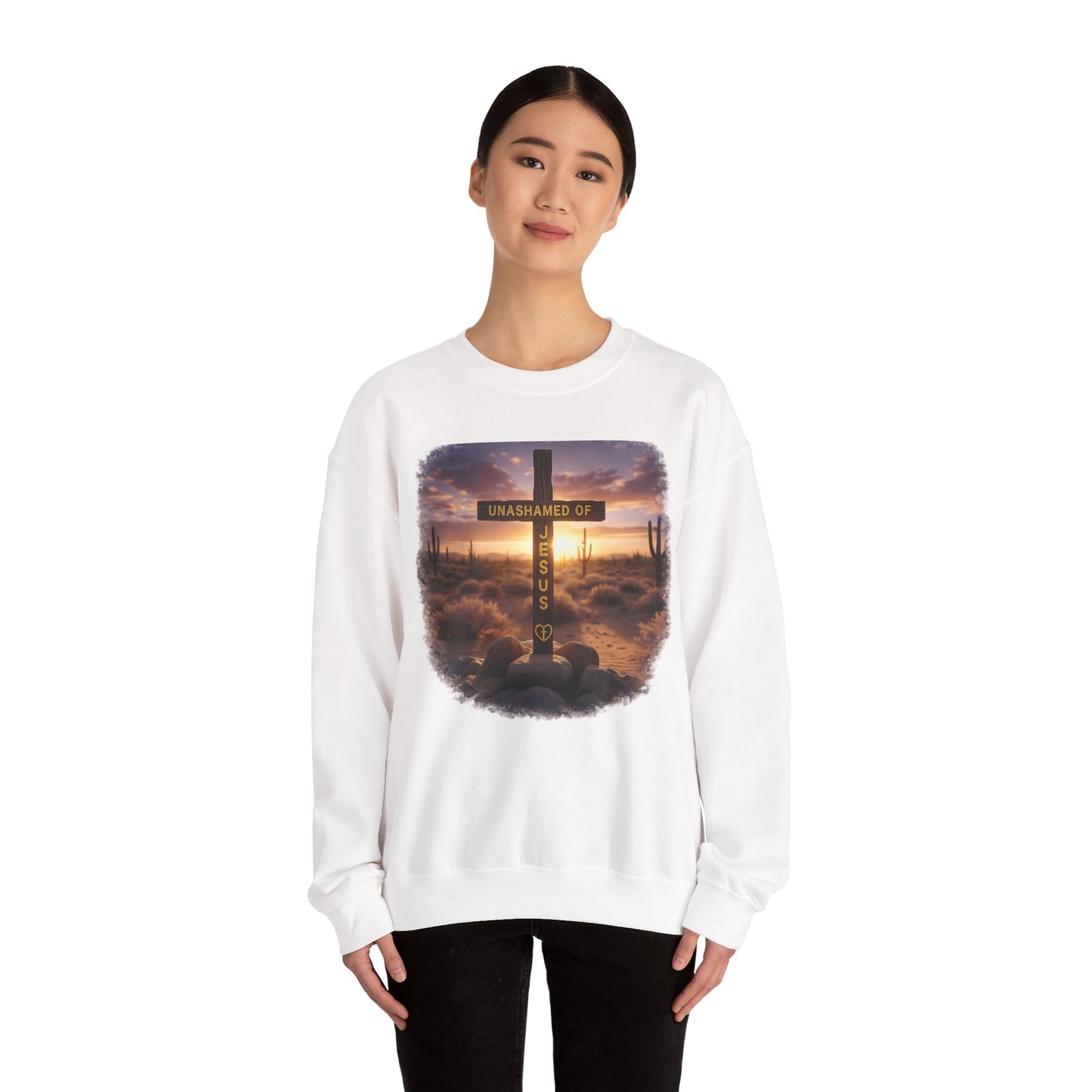 Christian Cross Sweatshirt – "Unashamed of Jesus" Inspirational Crewneck