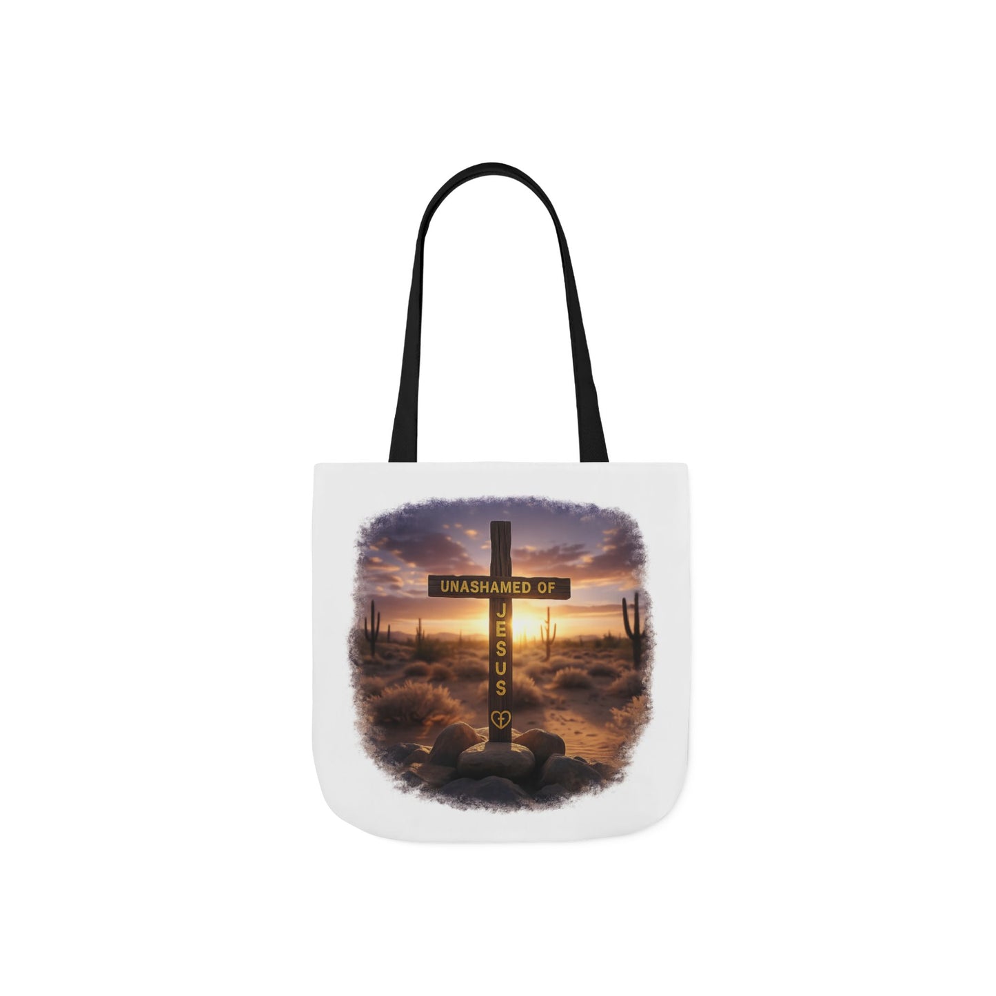 Tote Bag — "Unashamed of Jesus" Cross Sunset Canvas Tote