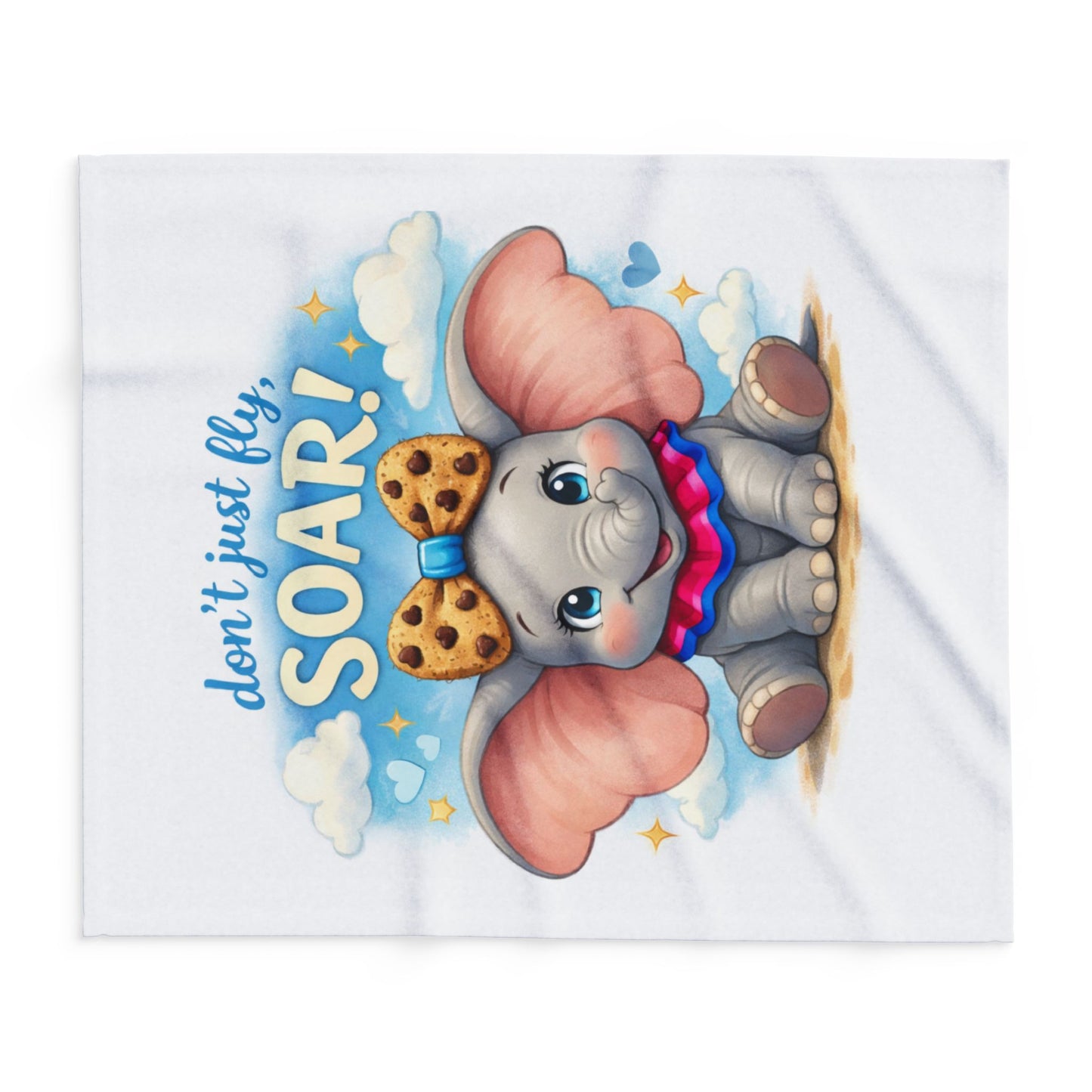 Motivational Lap Blanket - "Don't Just Fly, SOAR!" Cute Elephant Fleece Throw