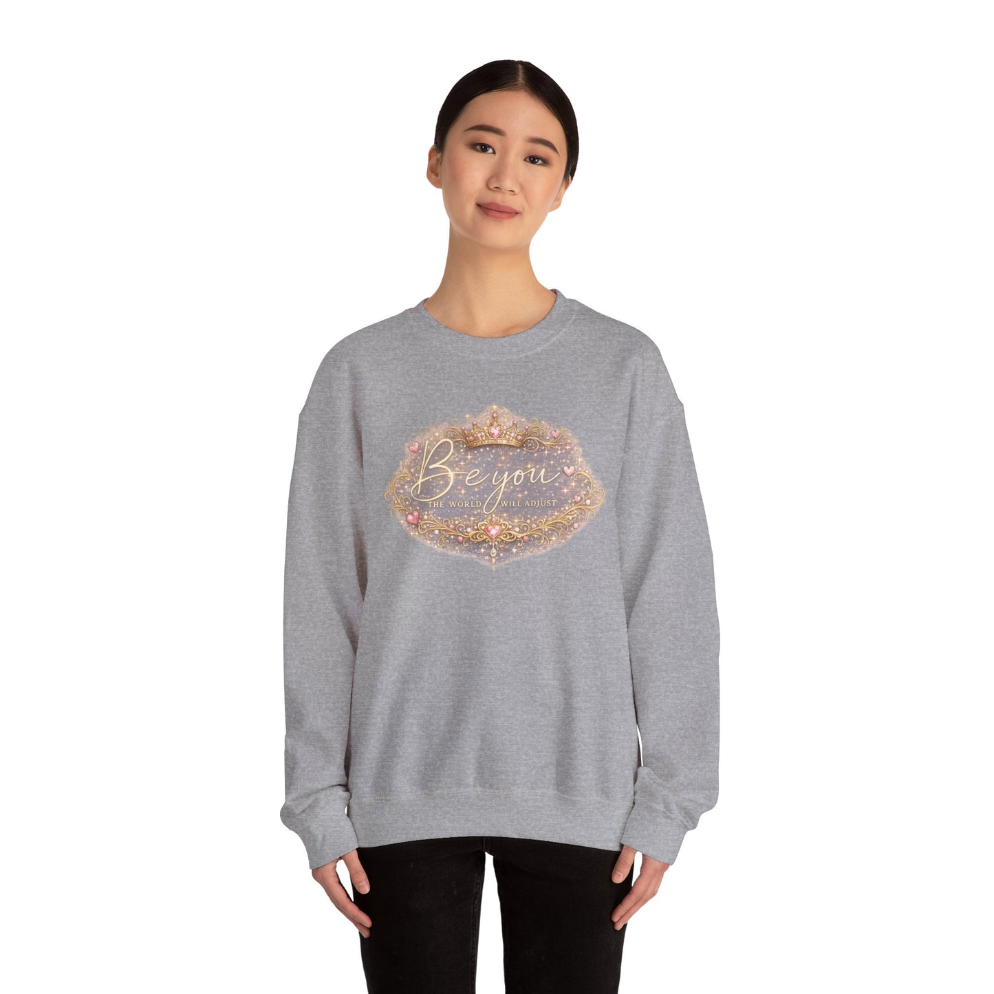 Be You Glitter Crewneck Sweatshirt — Inspirational Sparkle Graphic Sweatshirt
