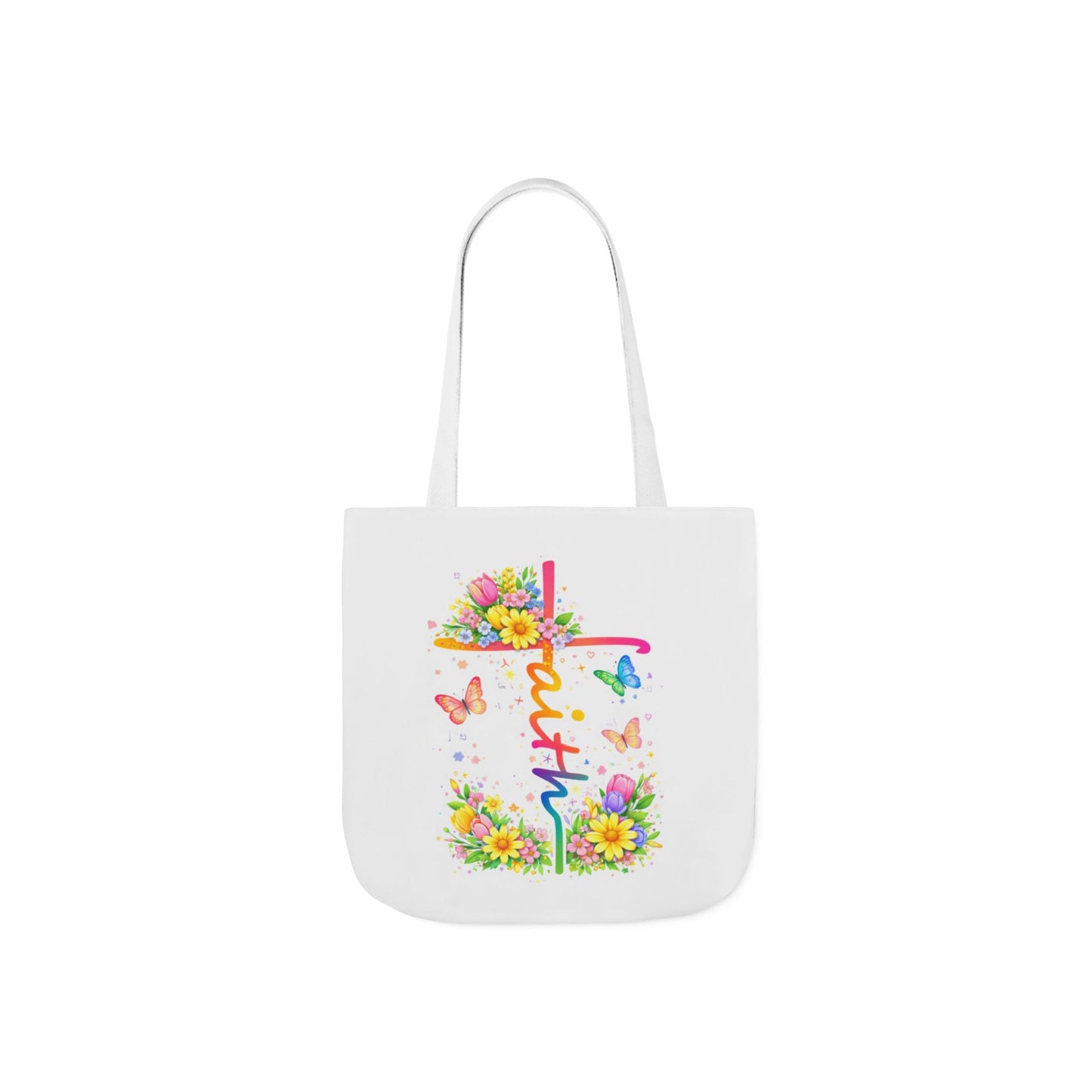 Faith Floral Cross Tote Bag — Canvas Spring Floral Grocery & Church Tote