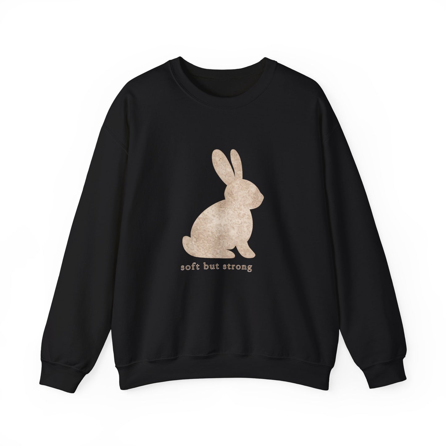Soft But Strong bunny sweatshirt | vintage rabbit illustration, neutral cozy pullover