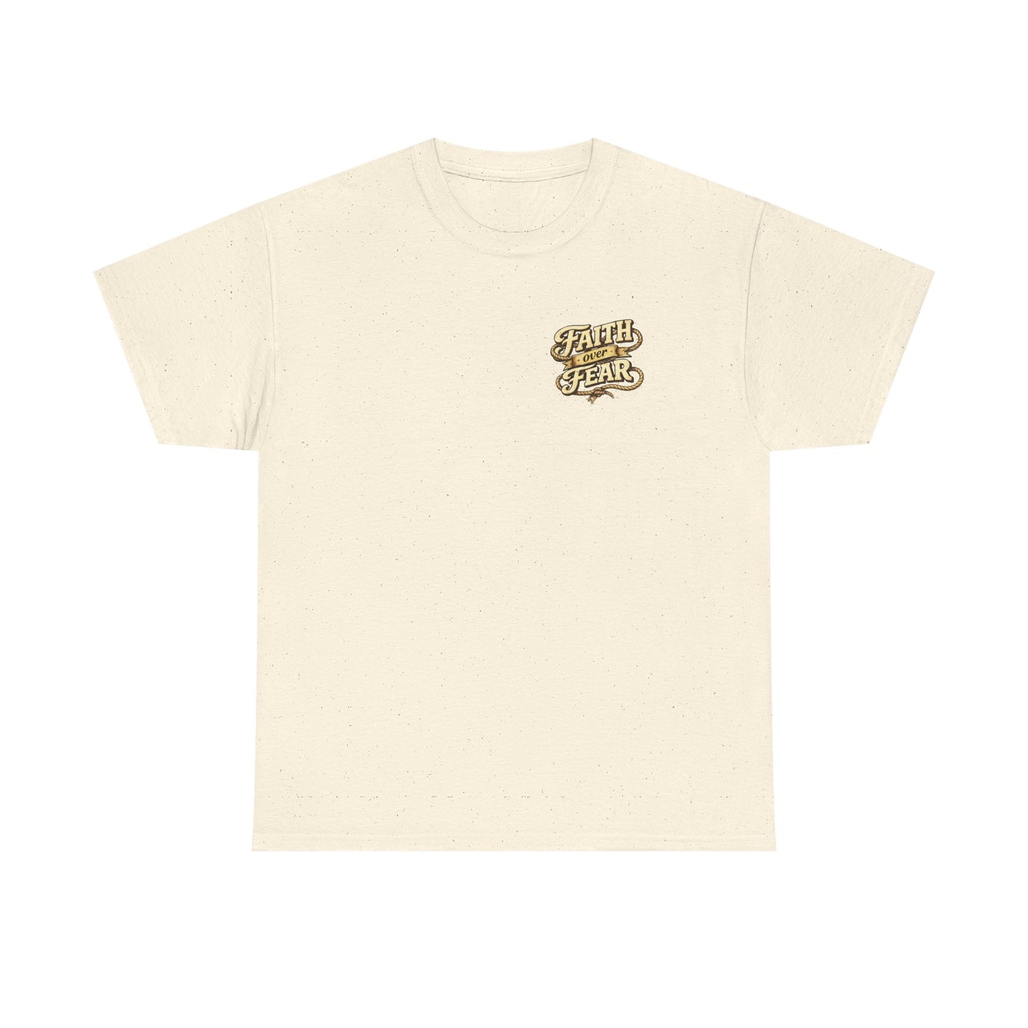 Faith Over Fear Tee — Western Cowboy Christian Shirt with Cross & Skull Design