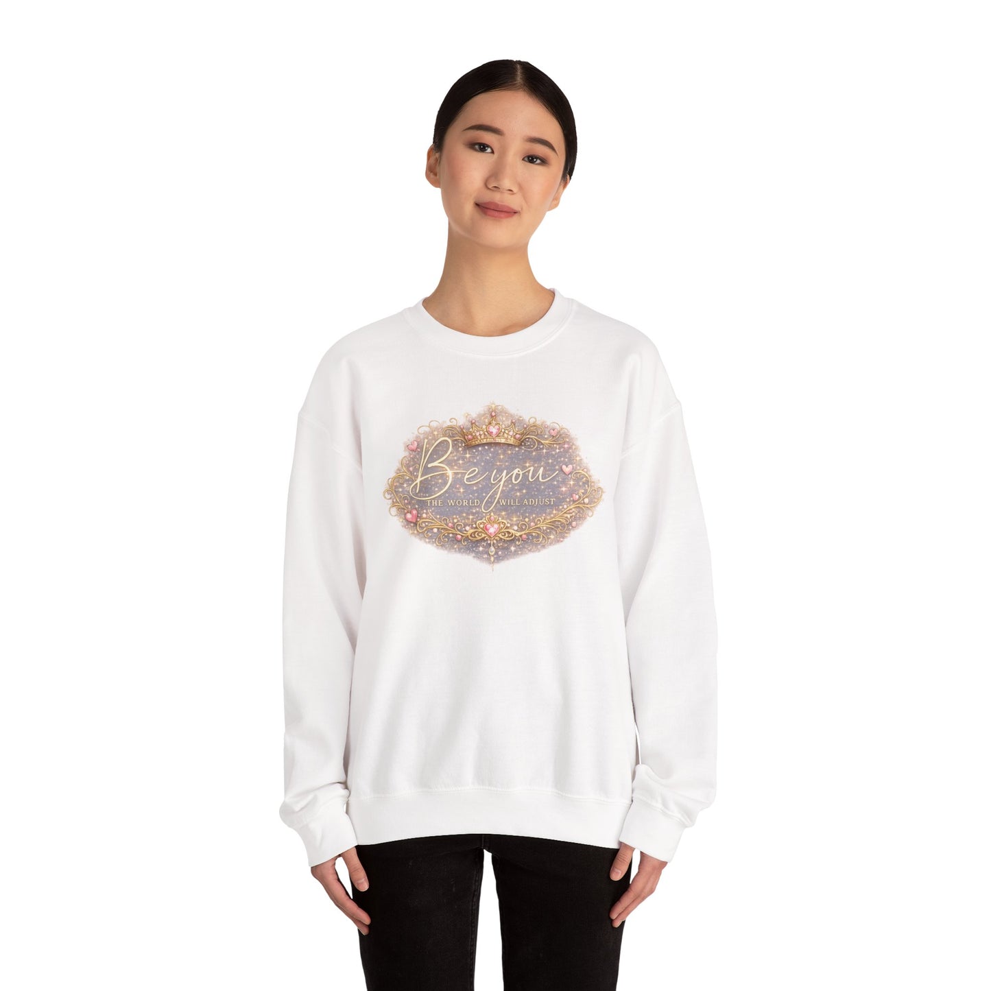 Be You Glitter Crewneck Sweatshirt — Inspirational Sparkle Graphic Sweatshirt