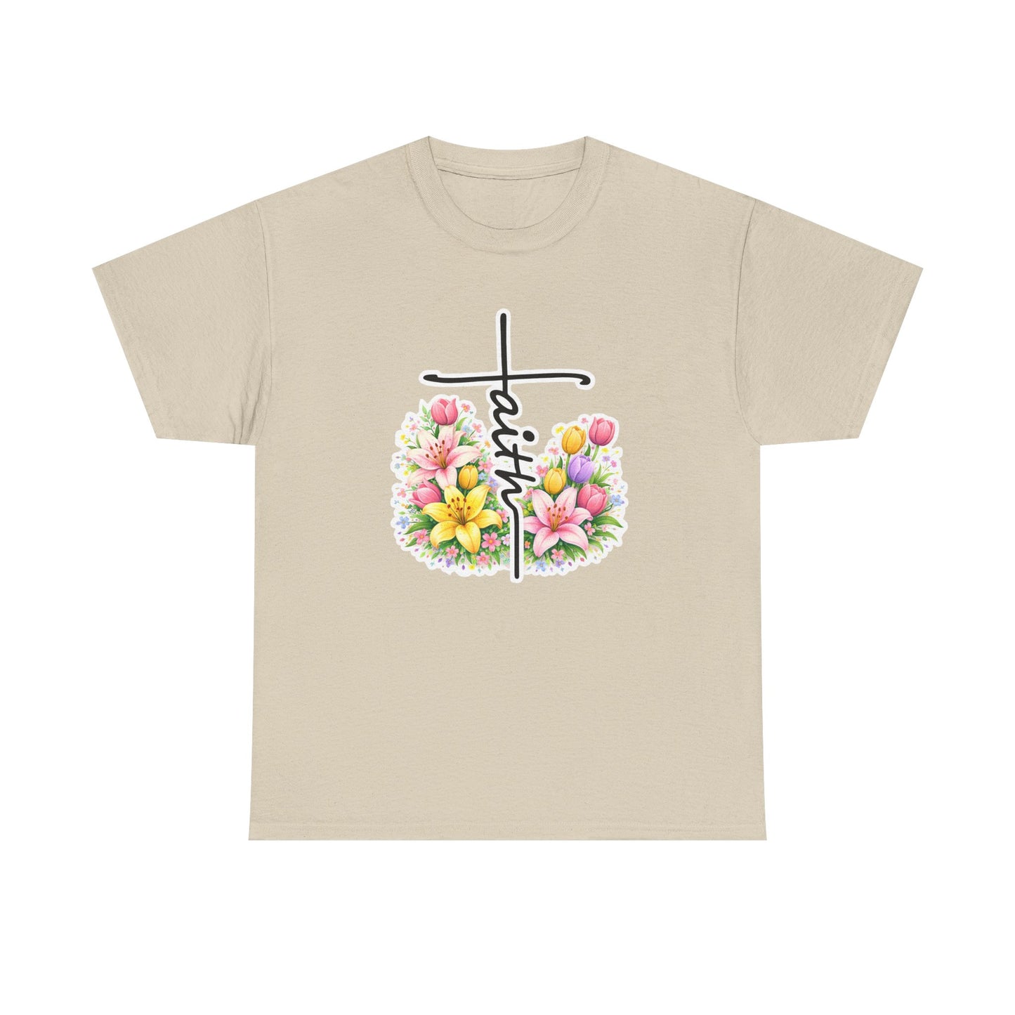 Faith Cross Floral T-Shirt — Christian Inspirational Spring Tee