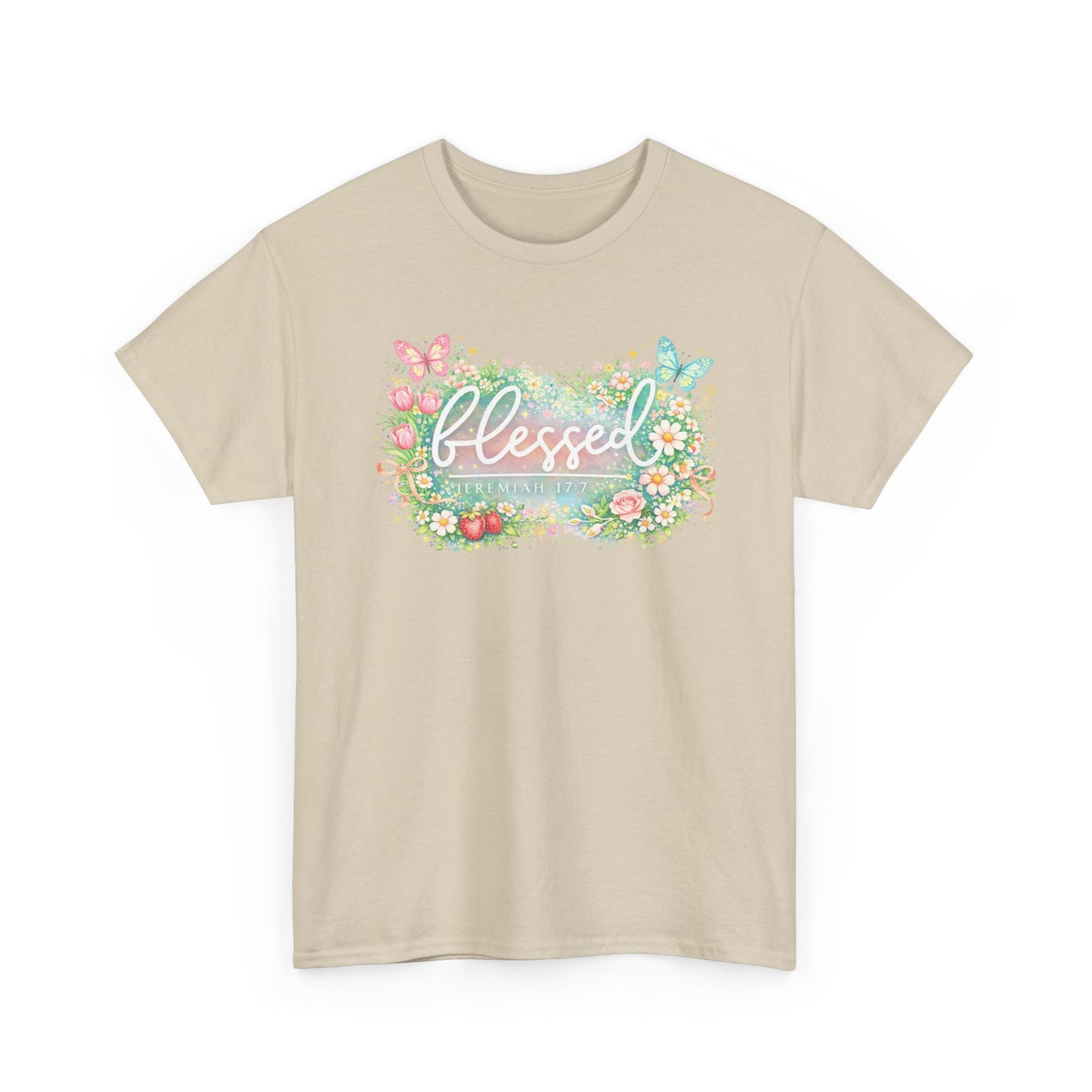 Blessed Floral T-Shirt — Watercolor Flowers & Butterflies Graphic Tee