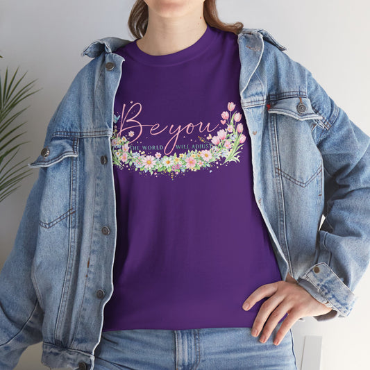 Beyond Floral Tee — Pastel Flower Wreath "Be You" Graphic Shirt