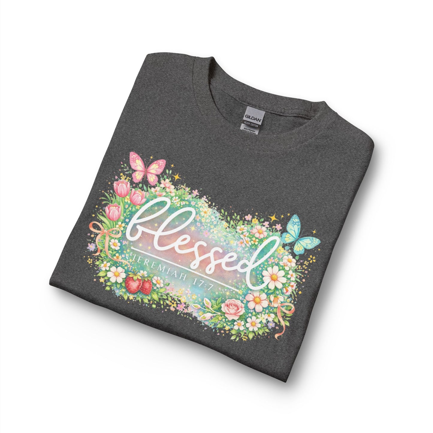 Blessed Floral Long Sleeve Tee — Spring Butterfly Garden Shirt