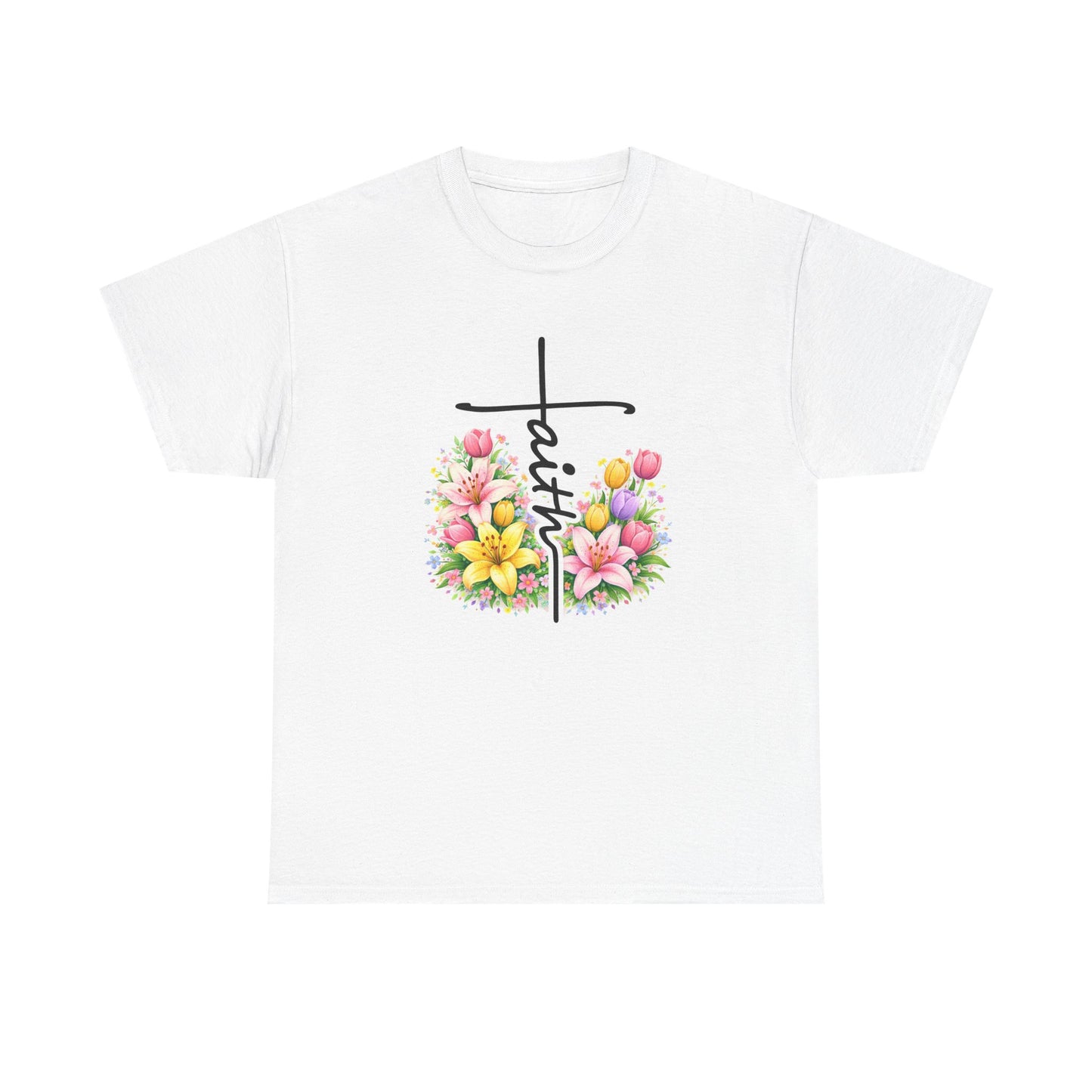 Faith Cross Floral T-Shirt — Christian Inspirational Spring Tee