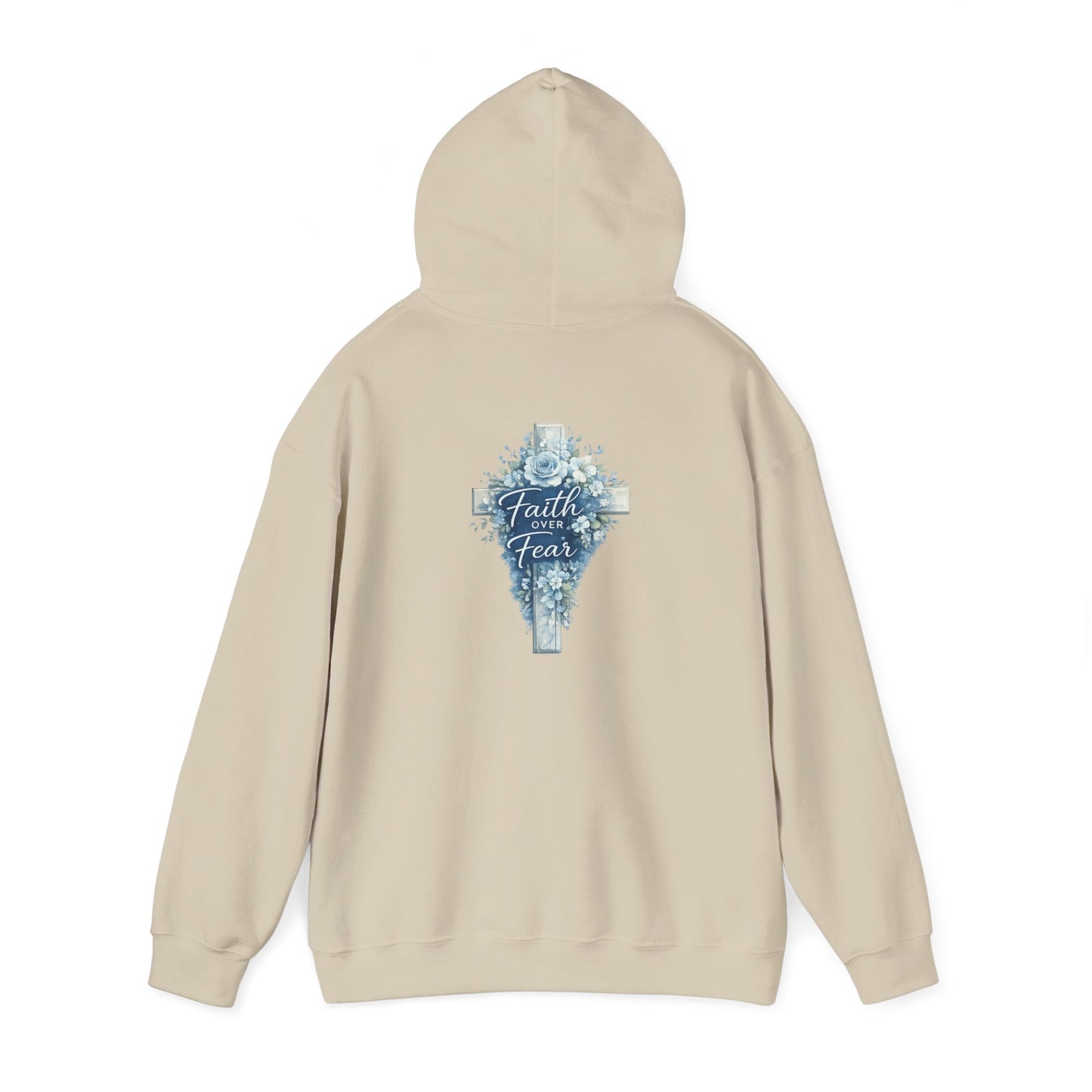 Faith Over Fear Hoodie — Floral Cross Christian Sweatshirt