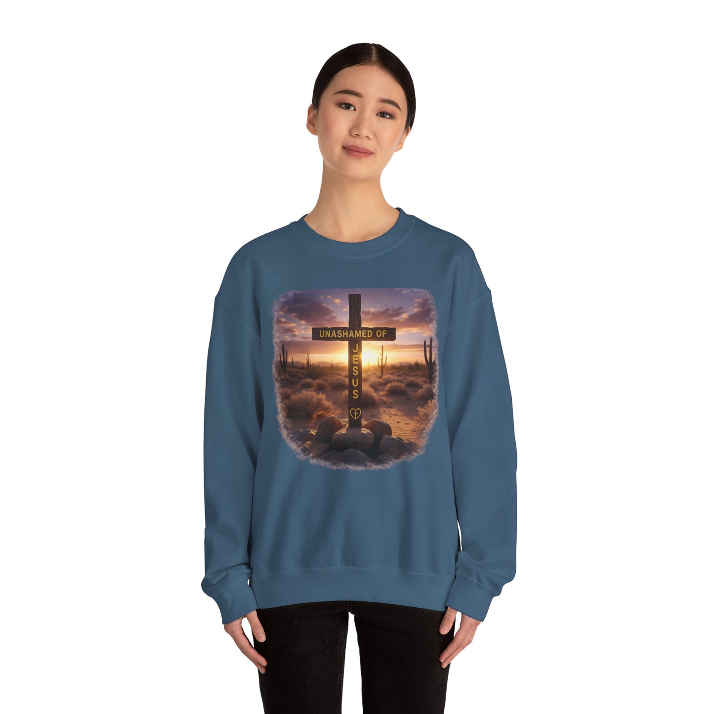 Christian Cross Sweatshirt – "Unashamed of Jesus" Inspirational Crewneck