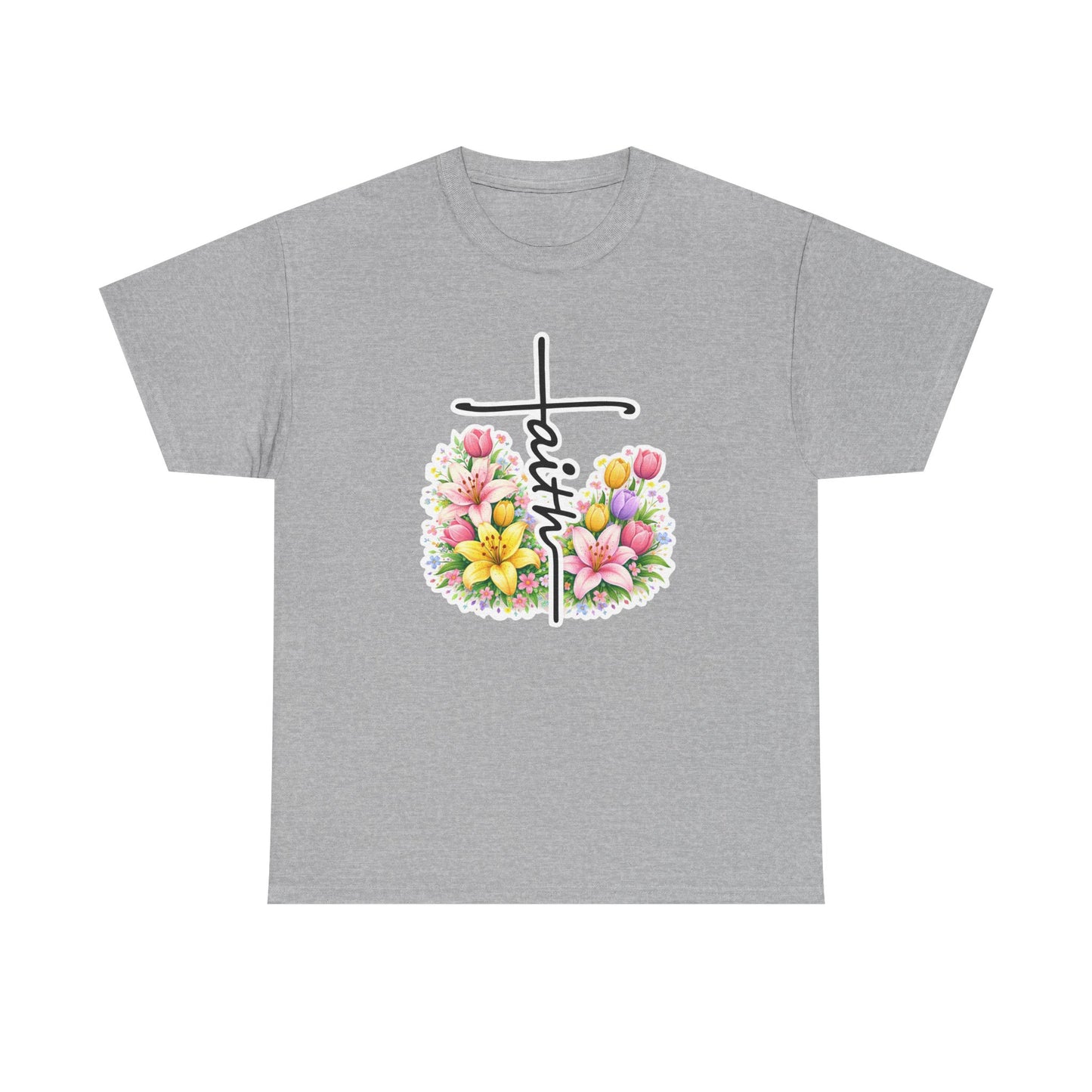 Faith Cross Floral T-Shirt — Christian Inspirational Spring Tee