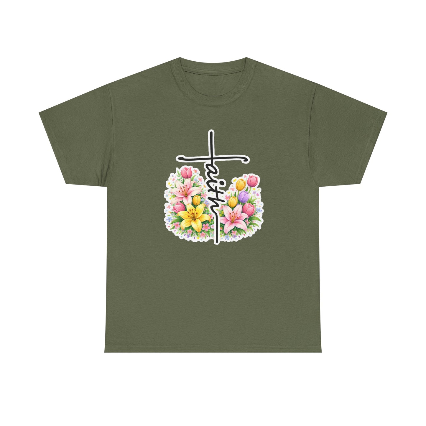 Faith Cross Floral T-Shirt — Christian Inspirational Spring Tee