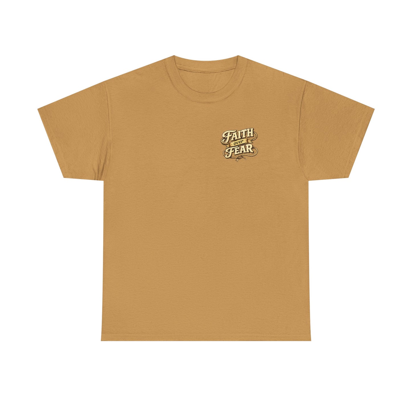 Faith Over Fear Tee — Western Cowboy Christian Shirt with Cross & Skull Design