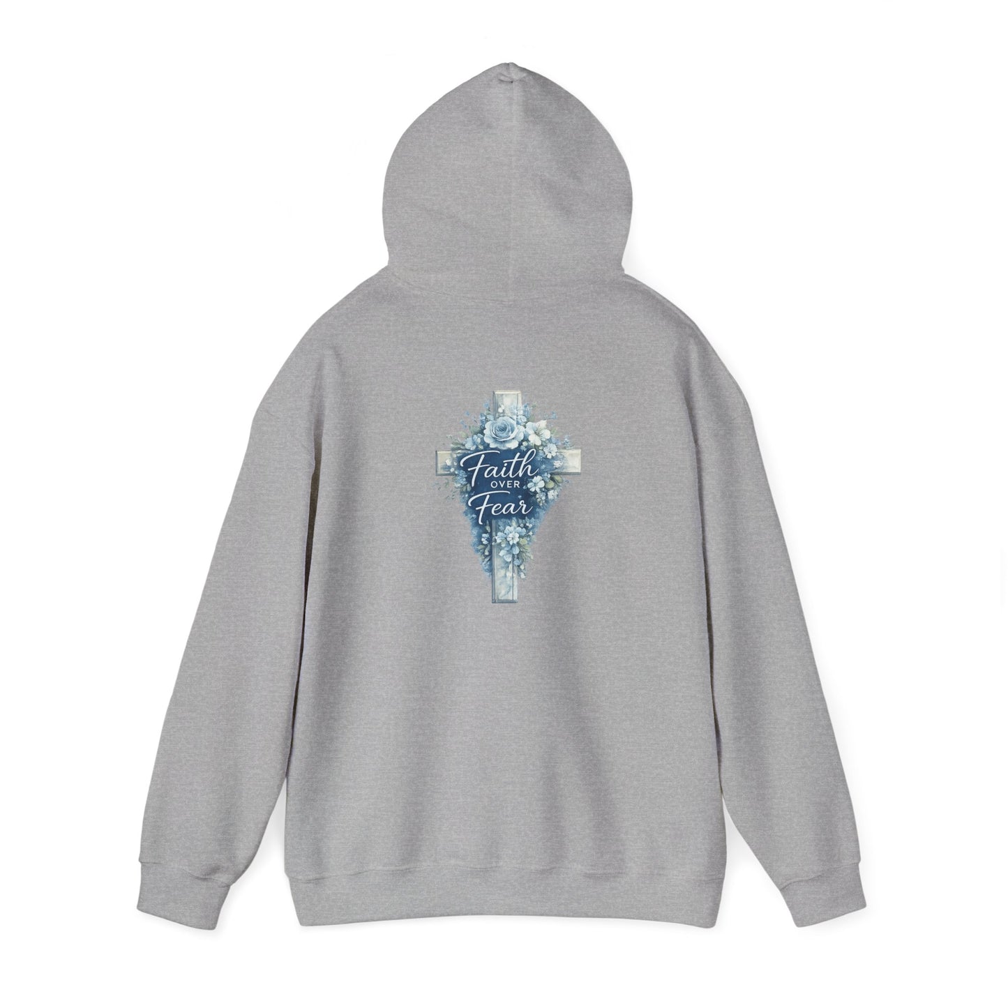 Faith Over Fear Hoodie — Floral Cross Christian Sweatshirt