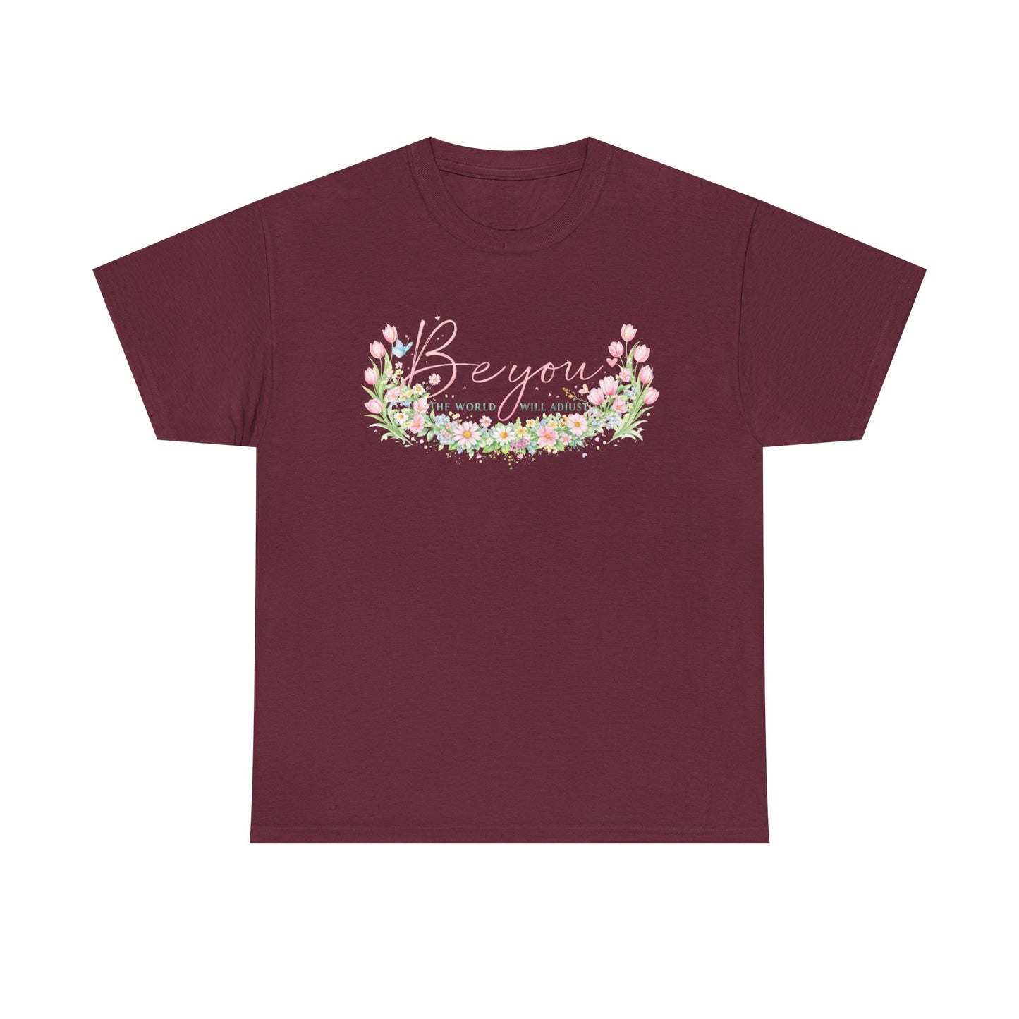 Beyond Floral Tee — Pastel Flower Wreath "Be You" Graphic Shirt