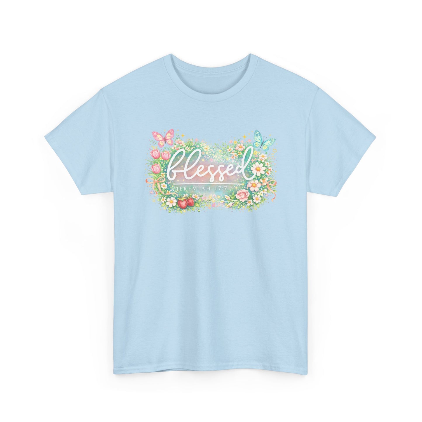 Blessed Floral T-Shirt — Watercolor Flowers & Butterflies Graphic Tee