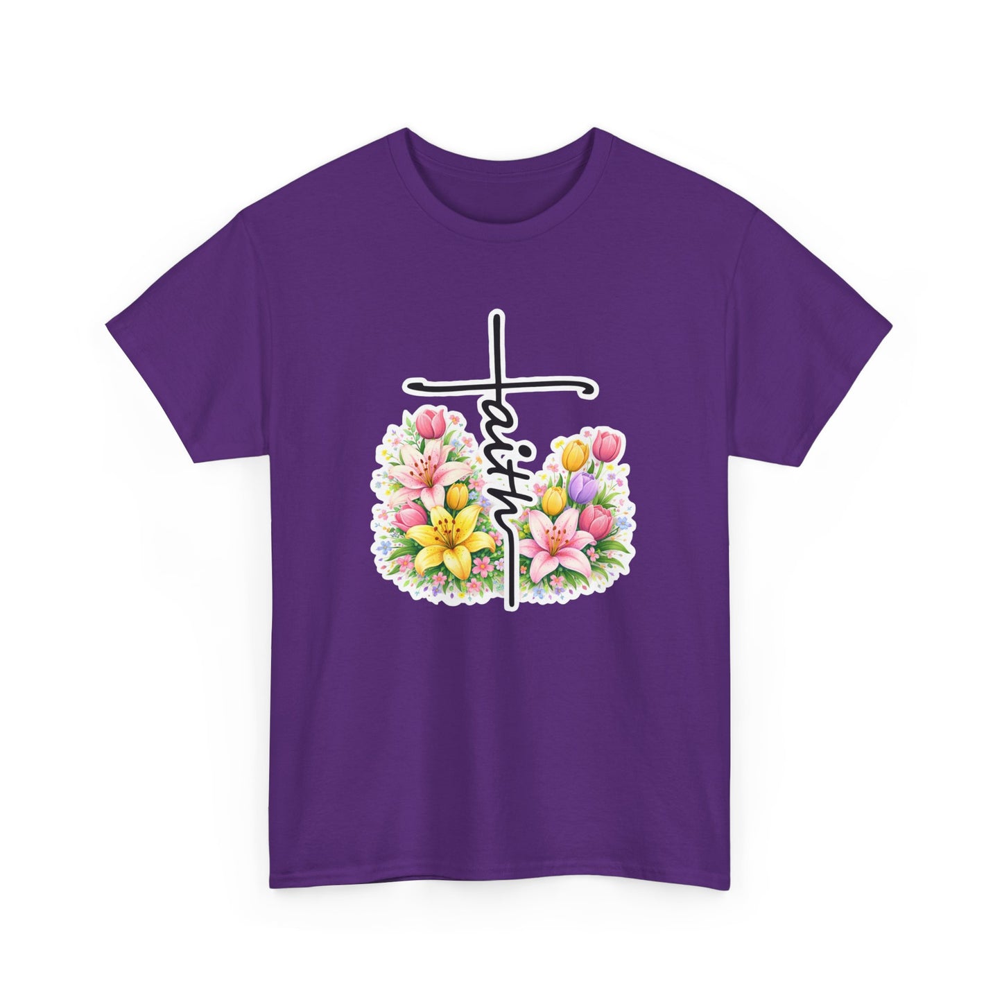 Faith Cross Floral T-Shirt — Christian Inspirational Spring Tee
