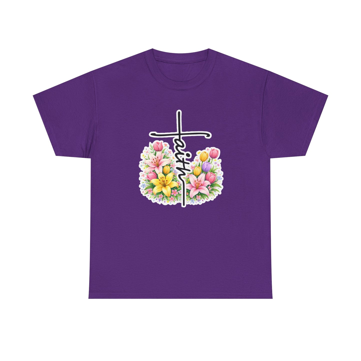 Faith Cross Floral T-Shirt — Christian Inspirational Spring Tee