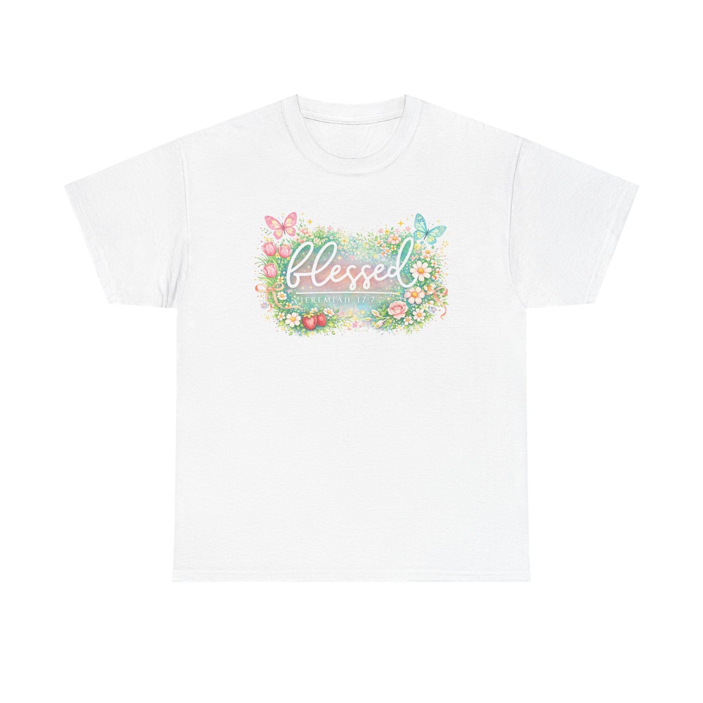 Blessed Floral T-Shirt — Watercolor Flowers & Butterflies Graphic Tee