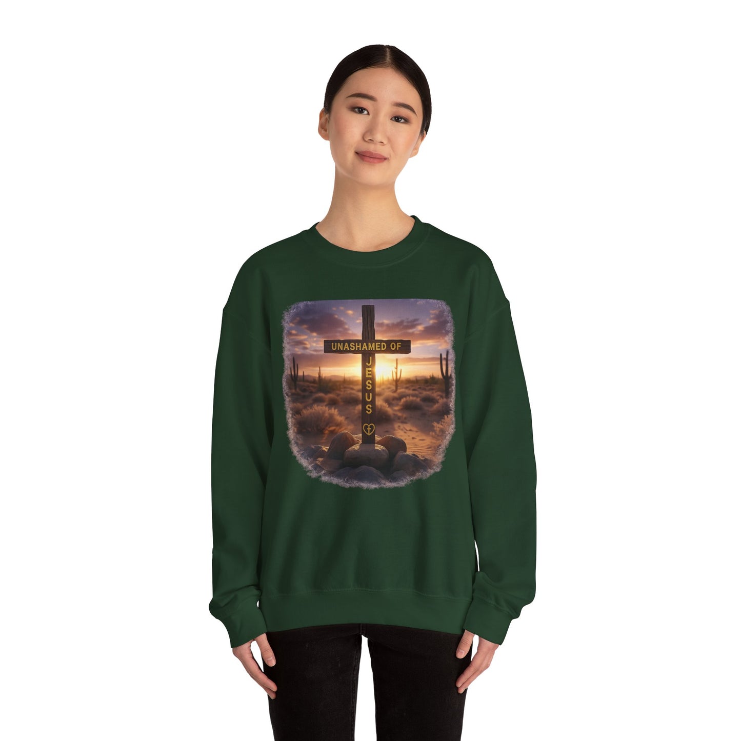 Christian Cross Sweatshirt – "Unashamed of Jesus" Inspirational Crewneck