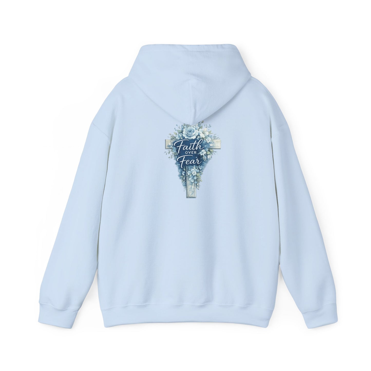 Faith Over Fear Hoodie — Floral Cross Christian Sweatshirt