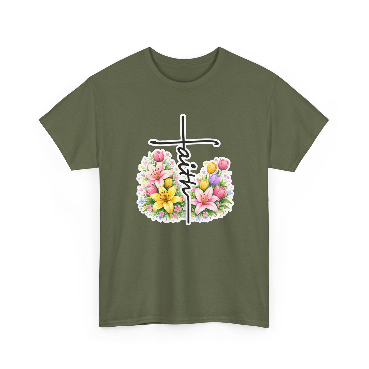Faith Cross Floral T-Shirt — Christian Inspirational Spring Tee