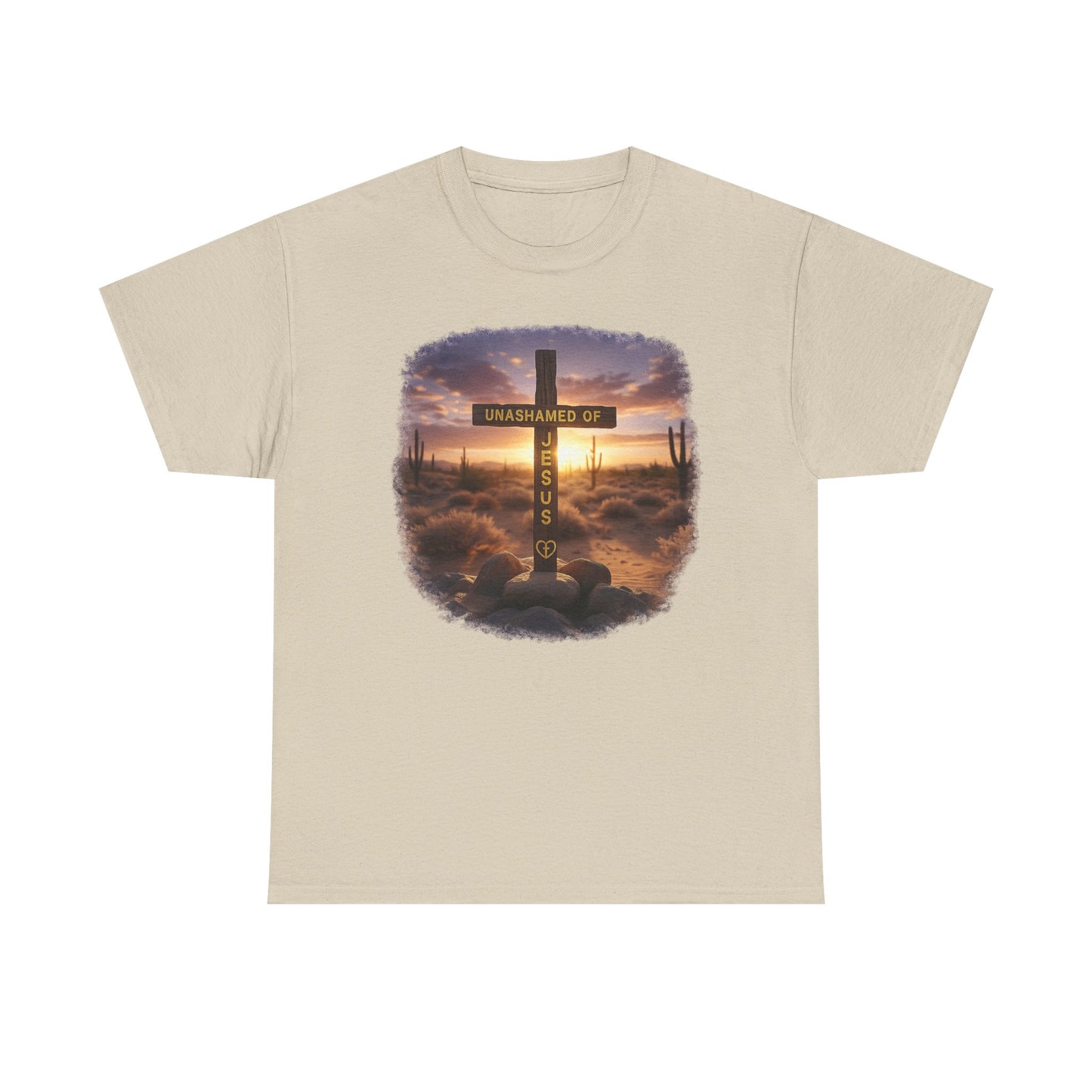 Christian Cross Sunset T‑Shirt - "Unashamed of Jesus" Inspirational Tee