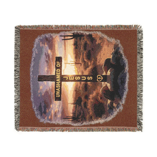 Christian Cross Woven Blanket – Inspirational Sunrise Faith Throw