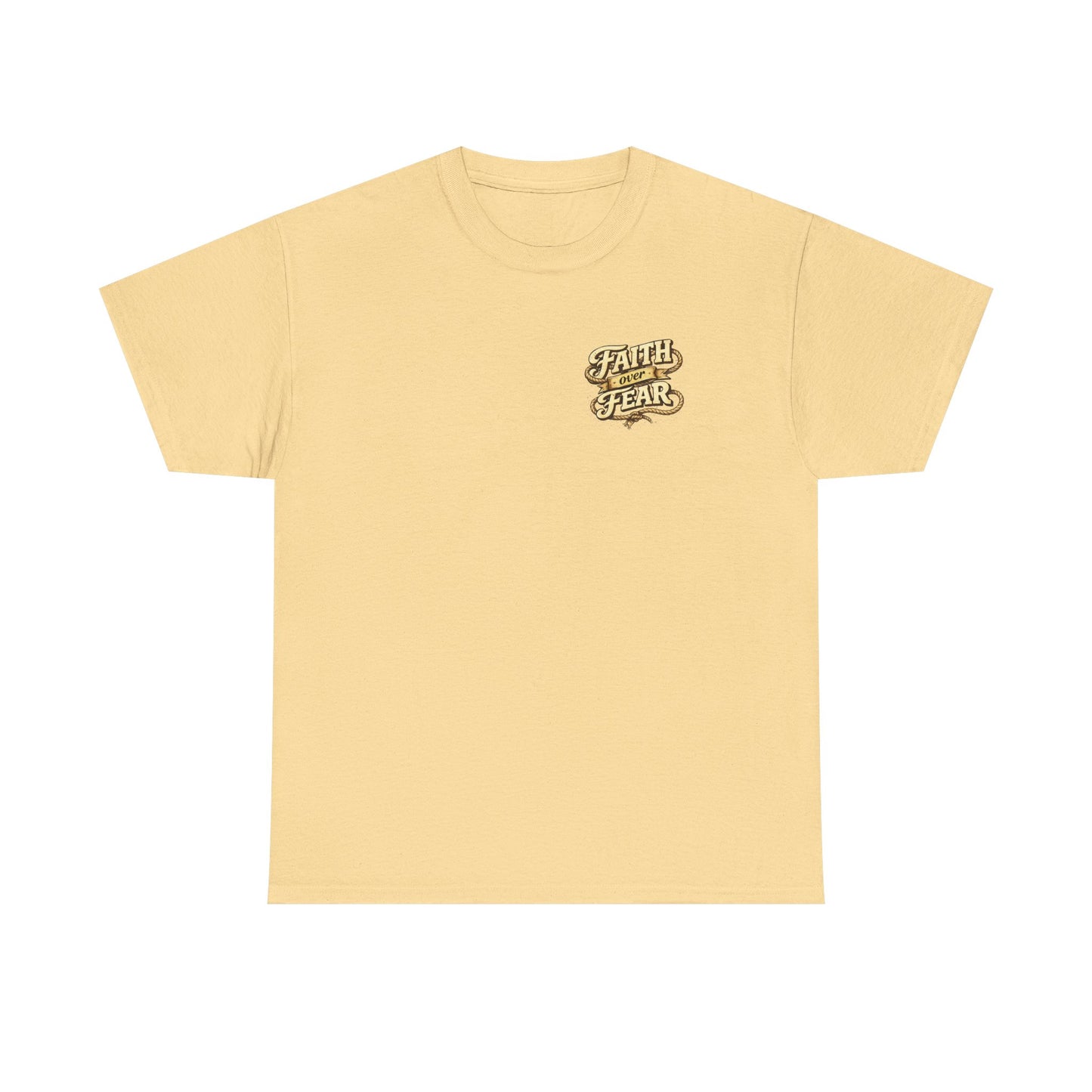 Faith Over Fear Tee — Western Cowboy Christian Shirt with Cross & Skull Design