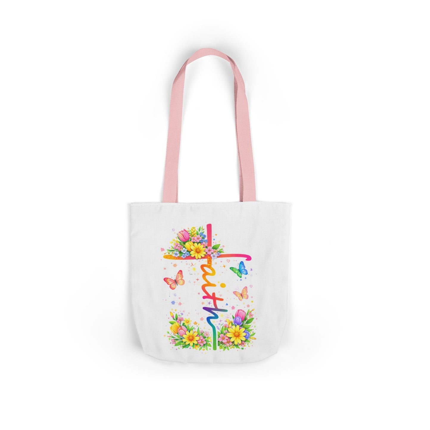 Faith Floral Cross Tote Bag — Canvas Spring Floral Grocery & Church Tote