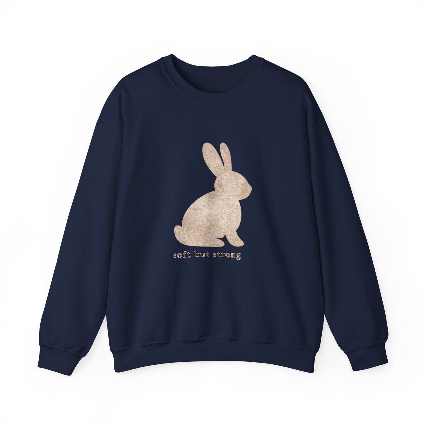 Soft But Strong bunny sweatshirt | vintage rabbit illustration, neutral cozy pullover