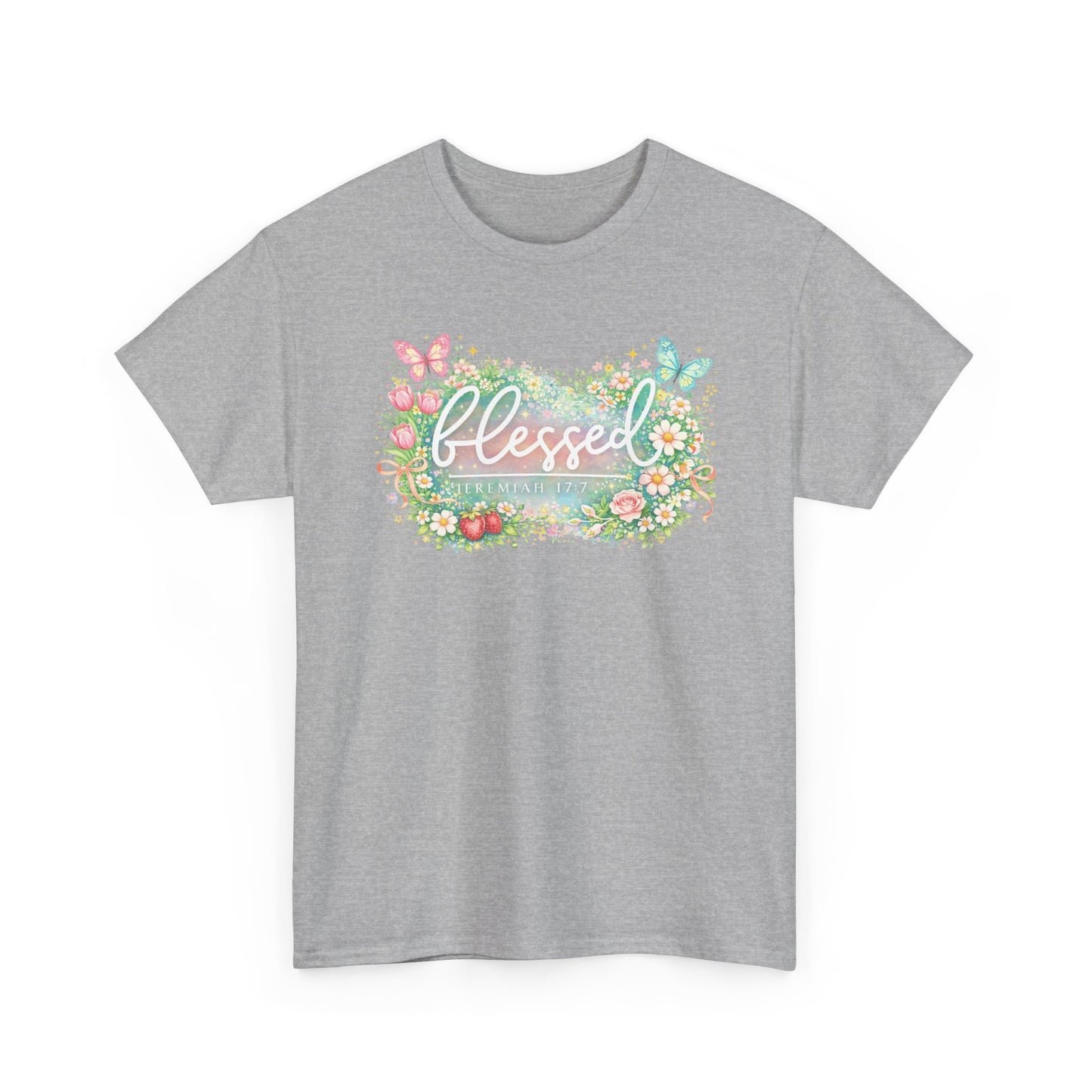 Blessed Floral T-Shirt — Watercolor Flowers & Butterflies Graphic Tee