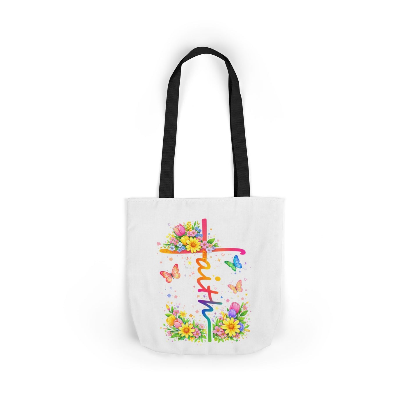 Faith Floral Cross Tote Bag — Canvas Spring Floral Grocery & Church Tote