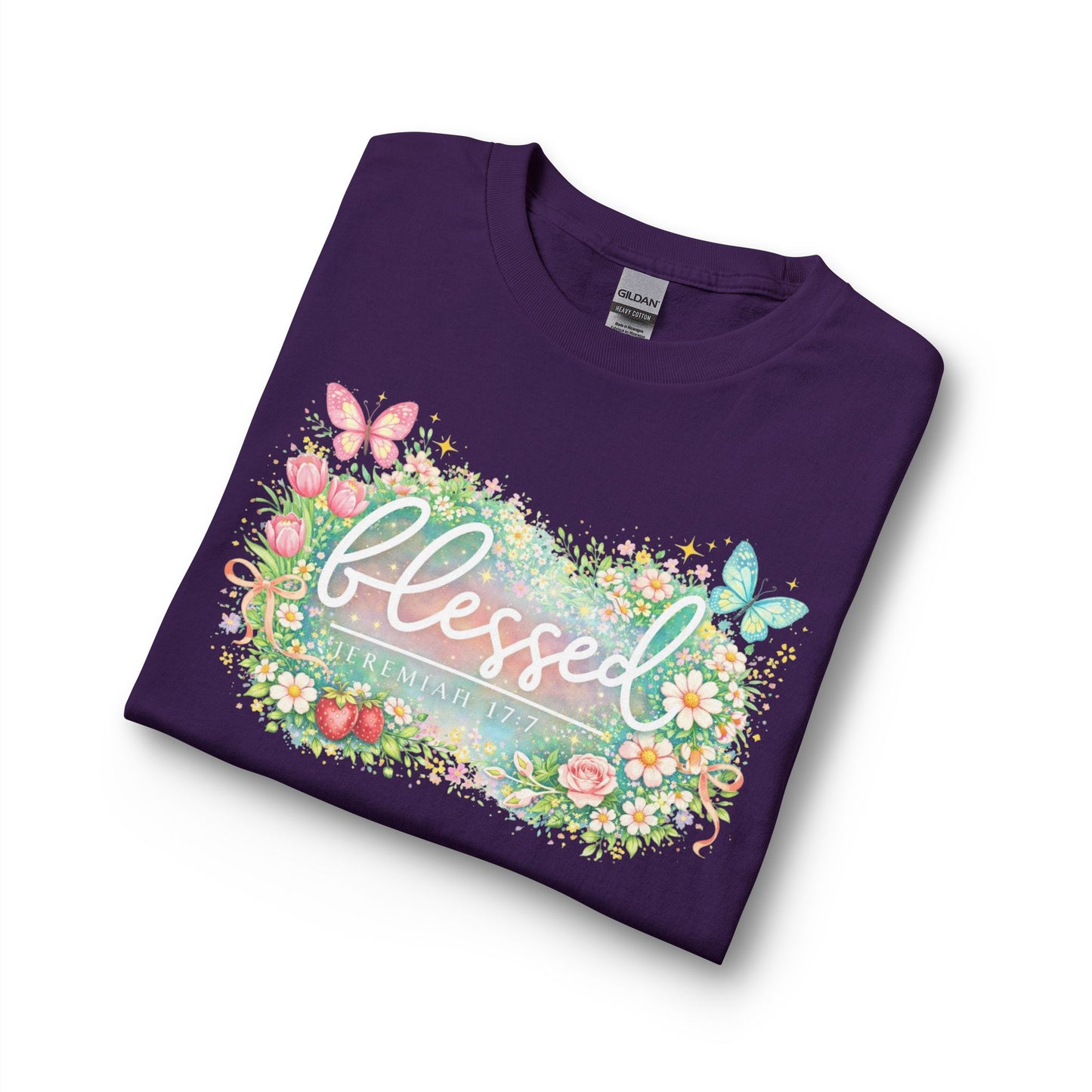 Blessed Floral Long Sleeve Tee — Spring Butterfly Garden Shirt