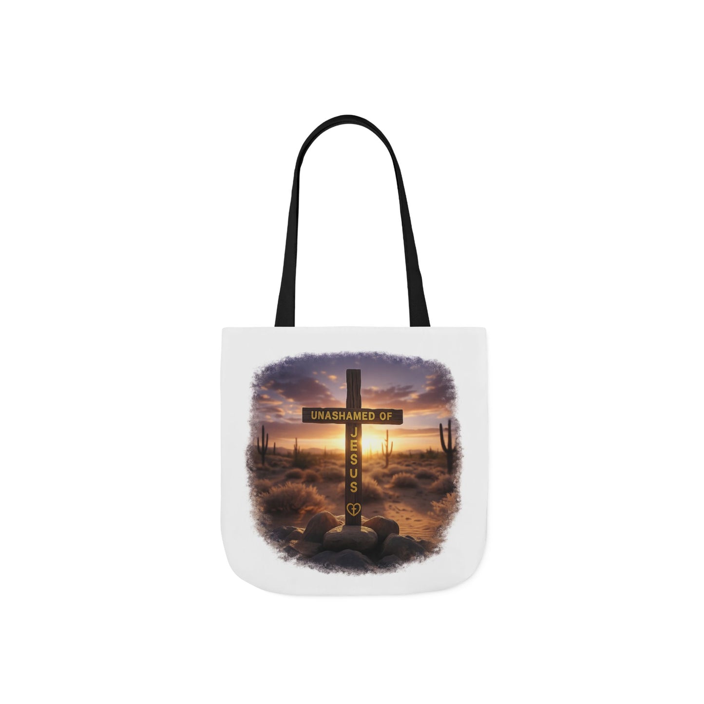 Tote Bag — "Unashamed of Jesus" Cross Sunset Canvas Tote