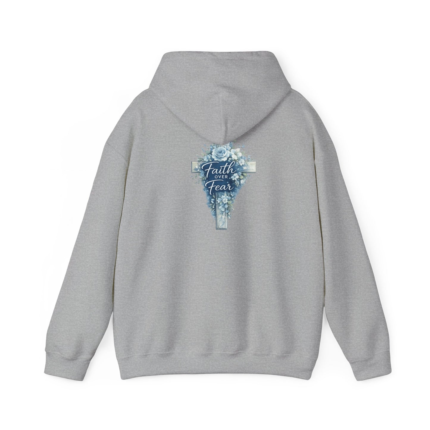 Faith Over Fear Hoodie — Floral Cross Christian Sweatshirt