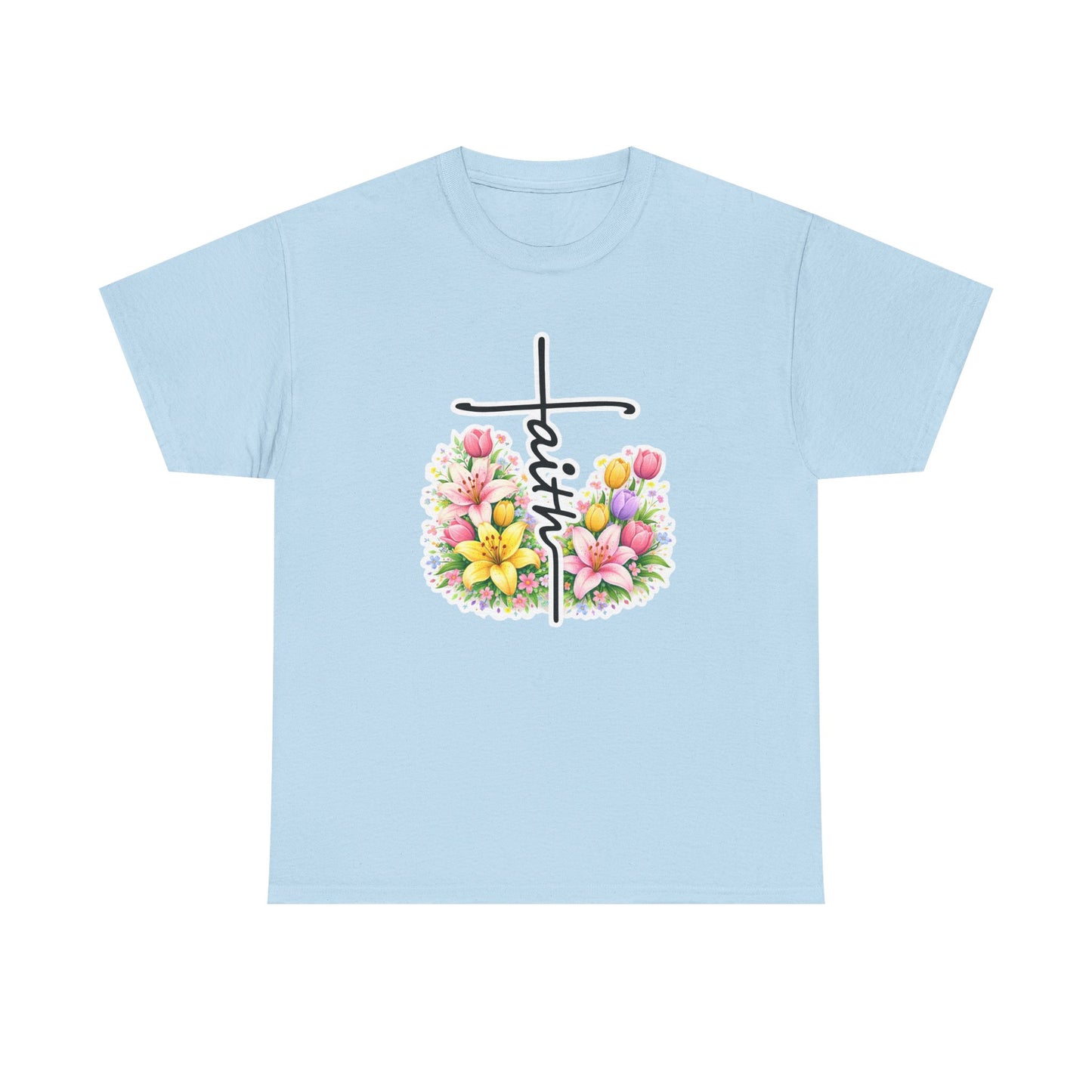 Faith Cross Floral T-Shirt — Christian Inspirational Spring Tee