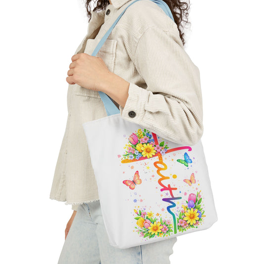 Faith Floral Cross Tote Bag — Canvas Spring Floral Grocery & Church Tote