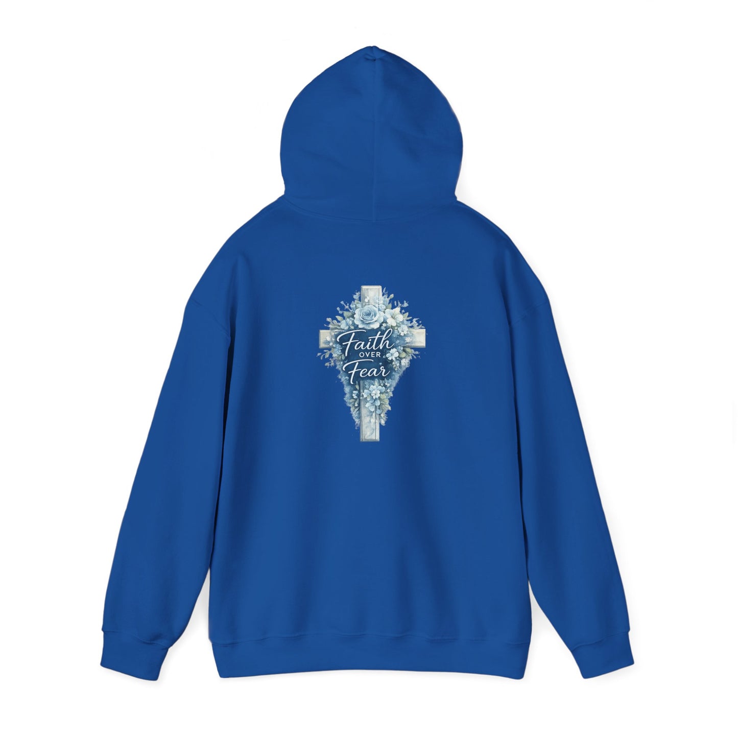 Faith Over Fear Hoodie — Floral Cross Christian Sweatshirt