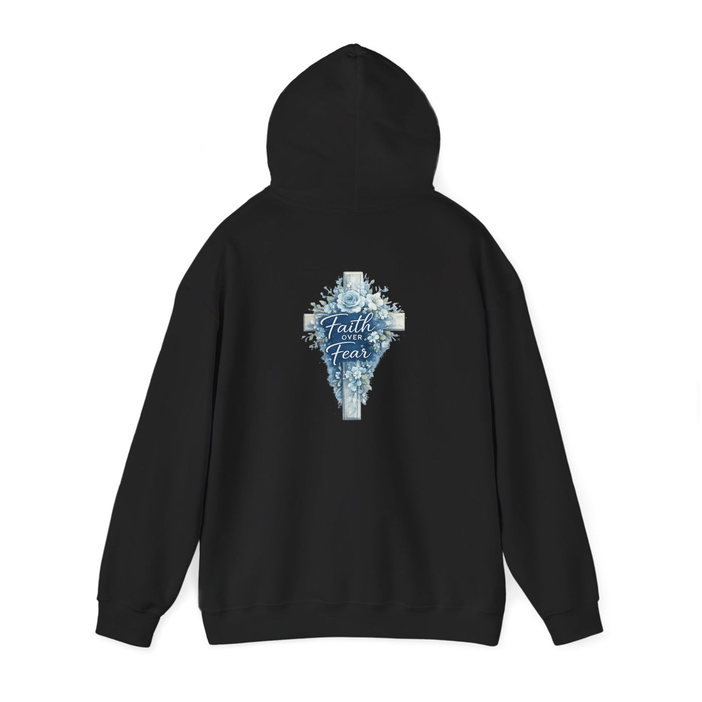 Faith Over Fear Hoodie — Floral Cross Christian Sweatshirt
