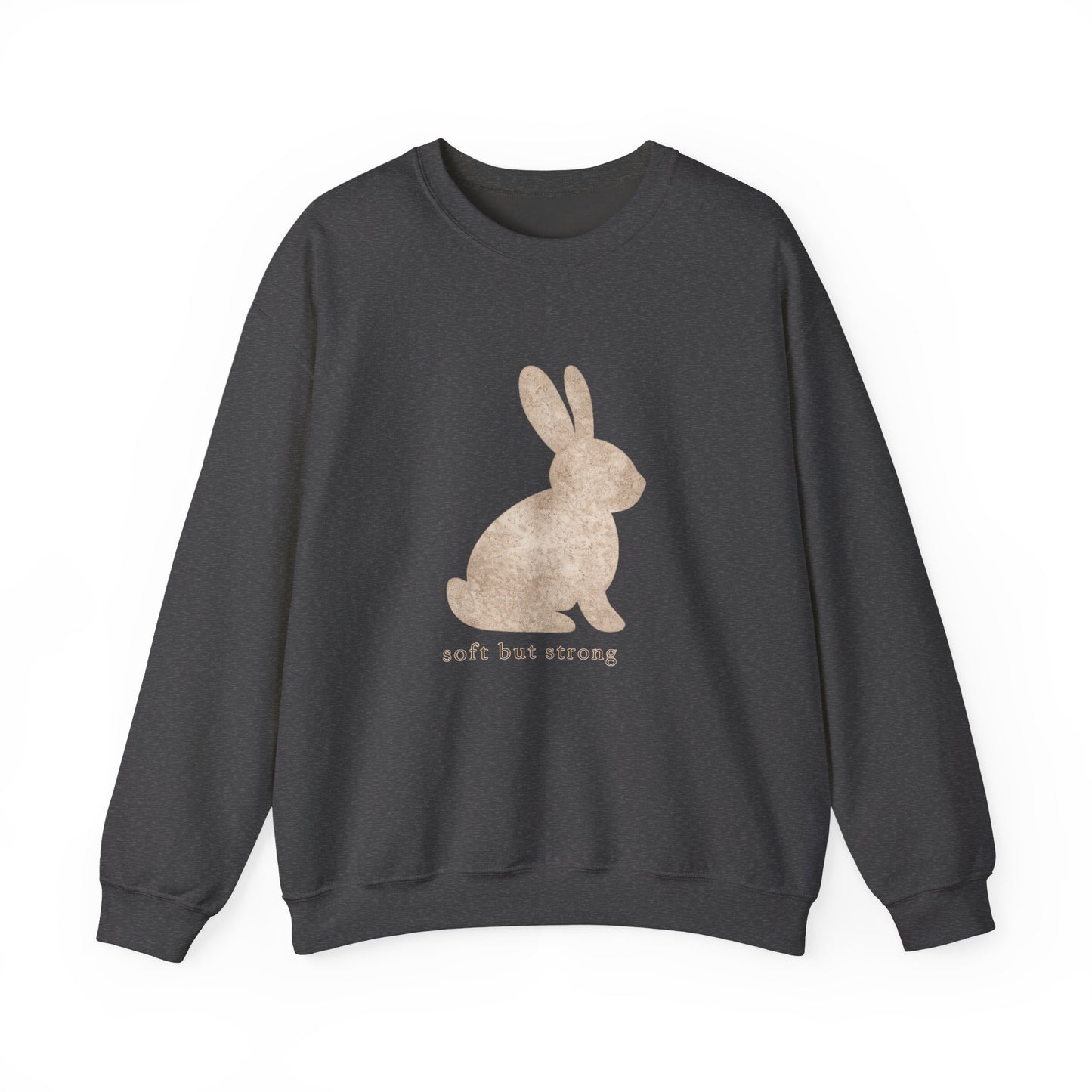 Soft But Strong bunny sweatshirt | vintage rabbit illustration, neutral cozy pullover