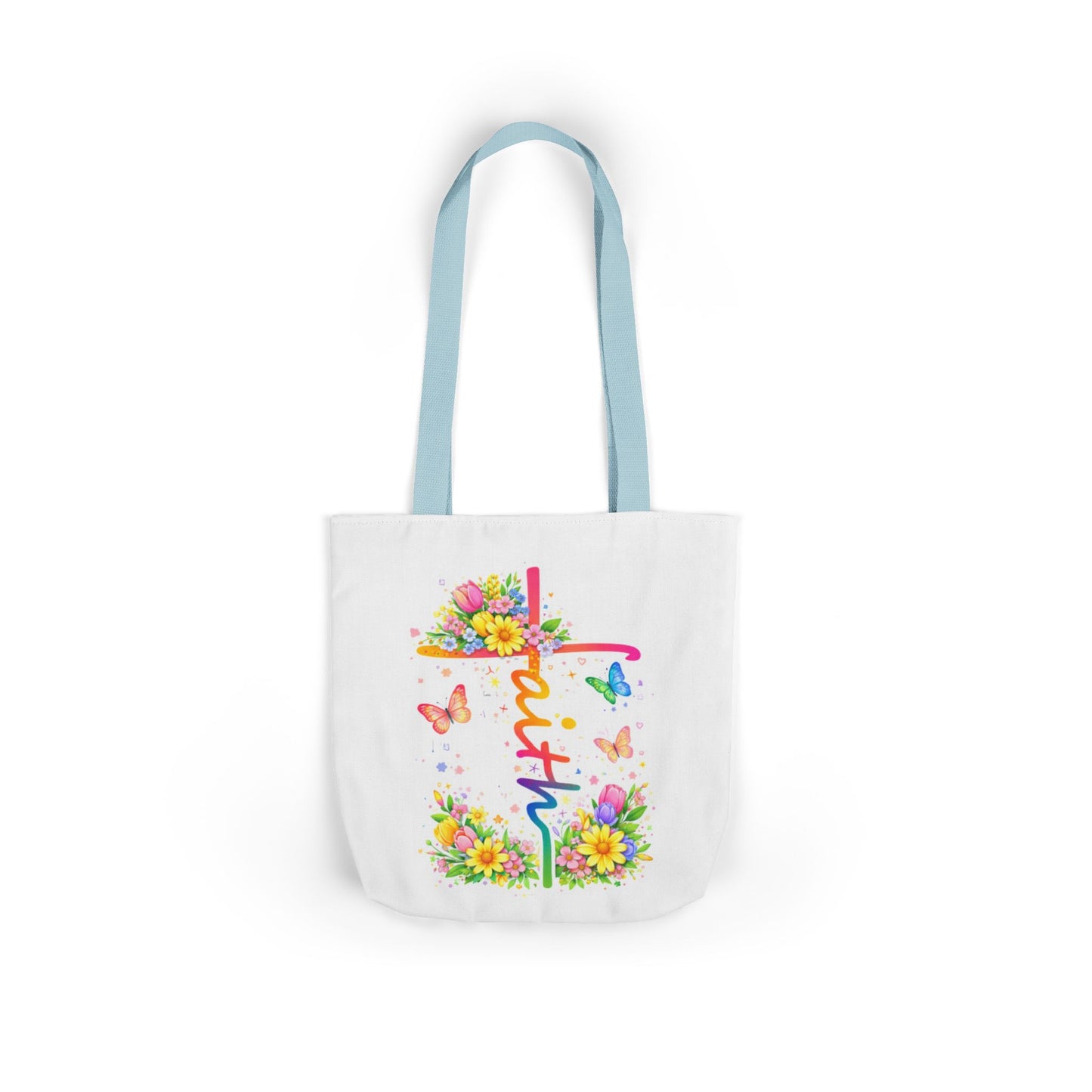 Faith Floral Cross Tote Bag — Canvas Spring Floral Grocery & Church Tote