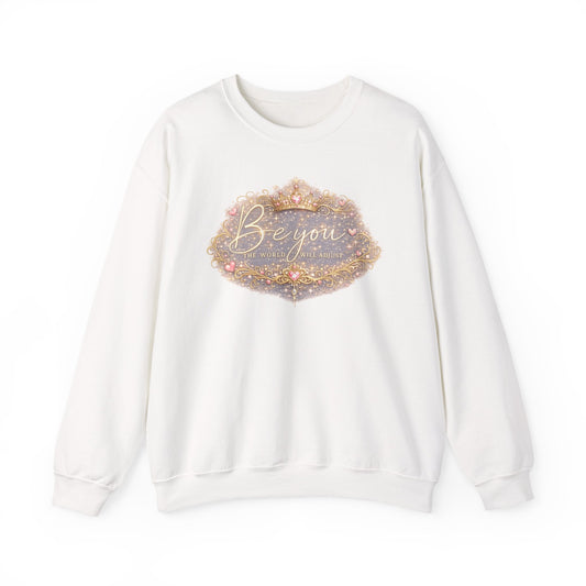 Be You Glitter Crewneck Sweatshirt — Inspirational Sparkle Graphic Sweatshirt