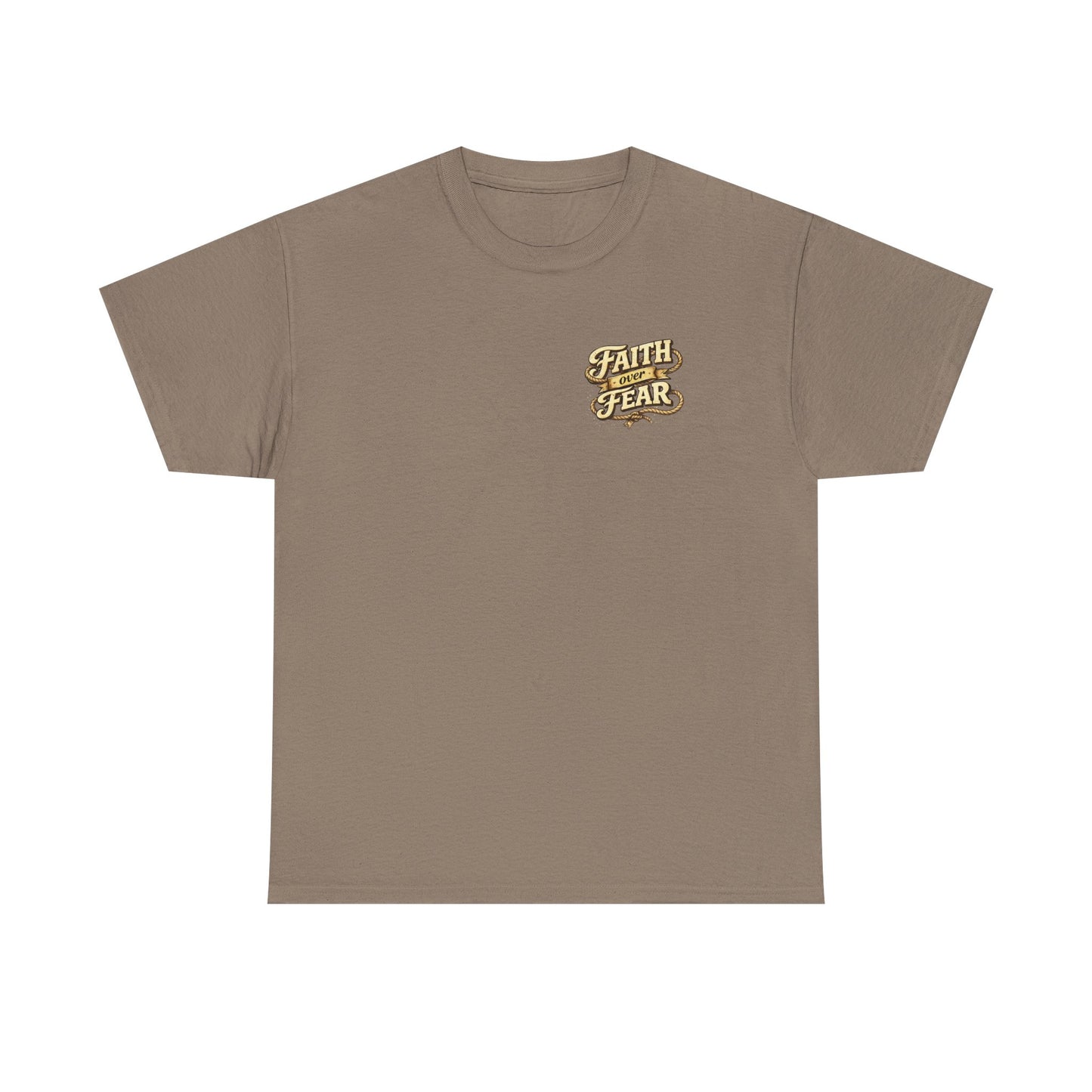 Faith Over Fear Tee — Western Cowboy Christian Shirt with Cross & Skull Design